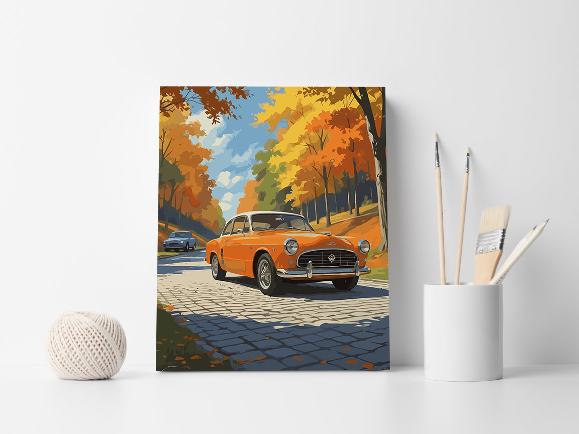Set Pictură pe numere - Mașină Retro Toamna 6092
