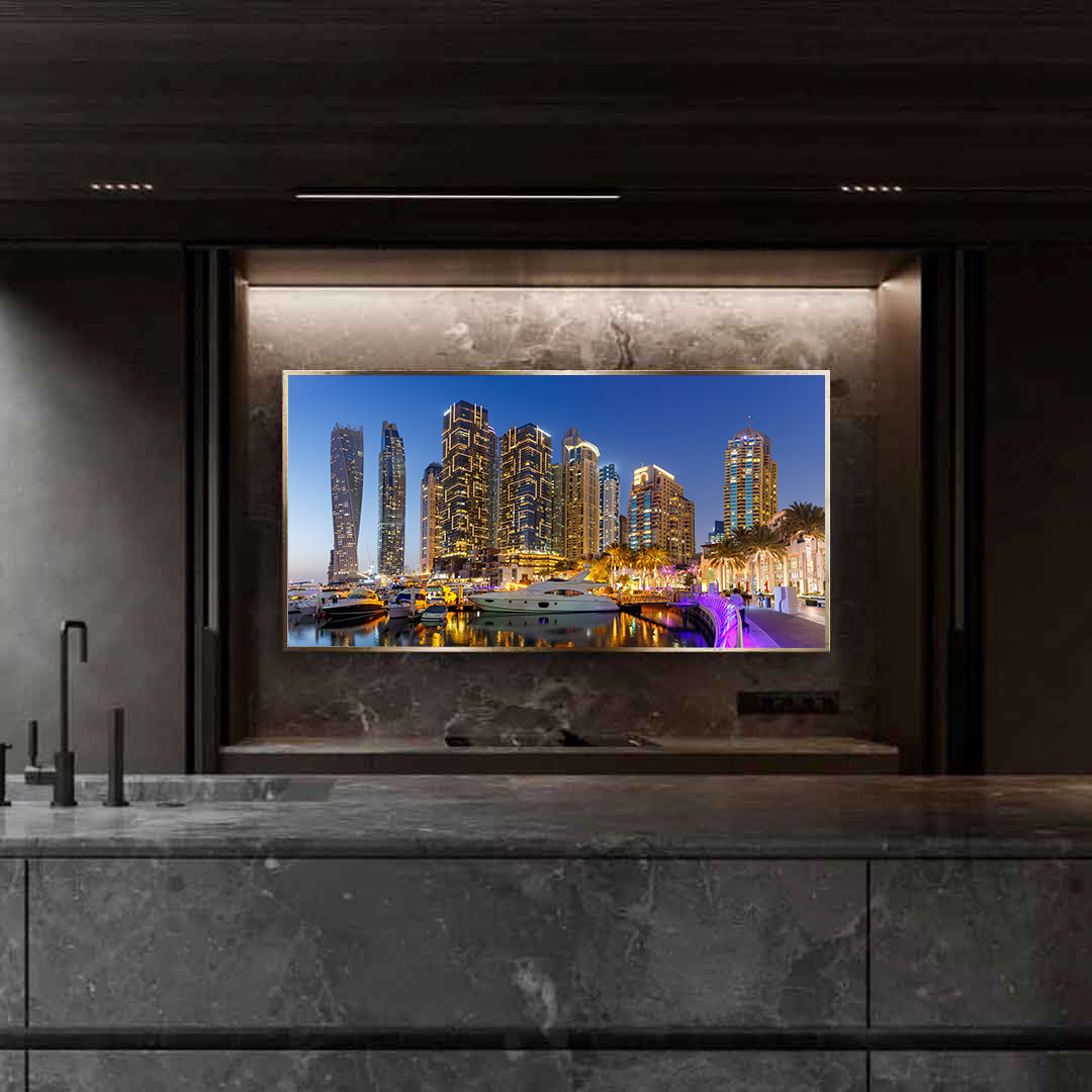 Impression sur toile - La marina de Dubaï la nuit