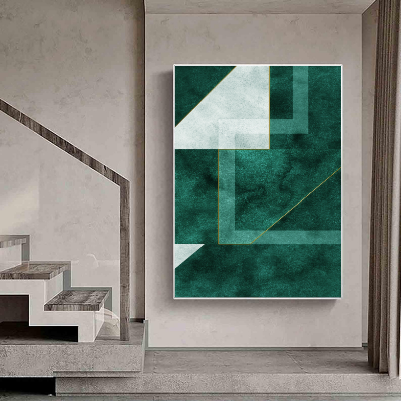 Tablou Canvas - Modern Green Geometric Lines