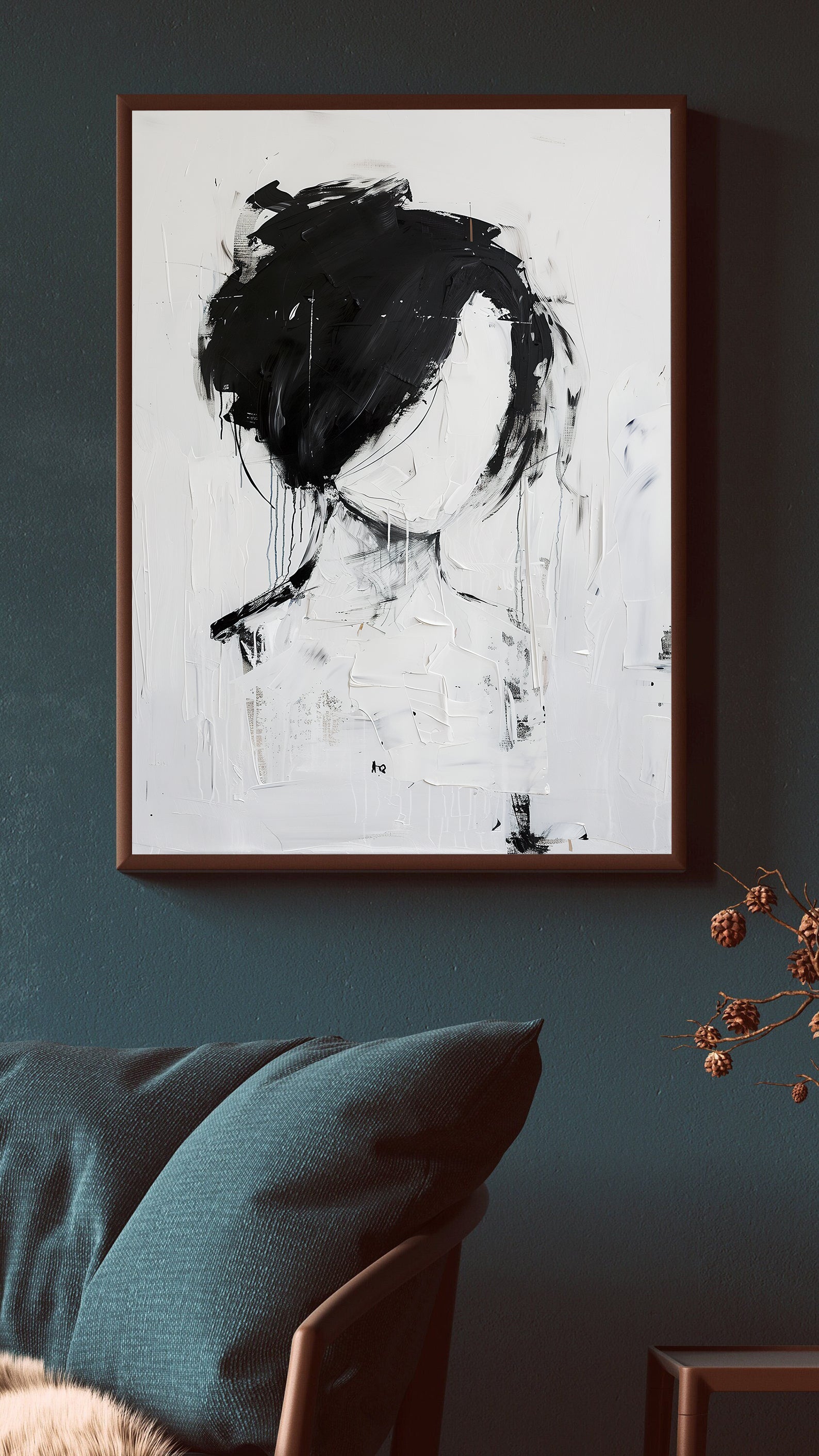 Peinture sur toile - Portrait en noir et blanc