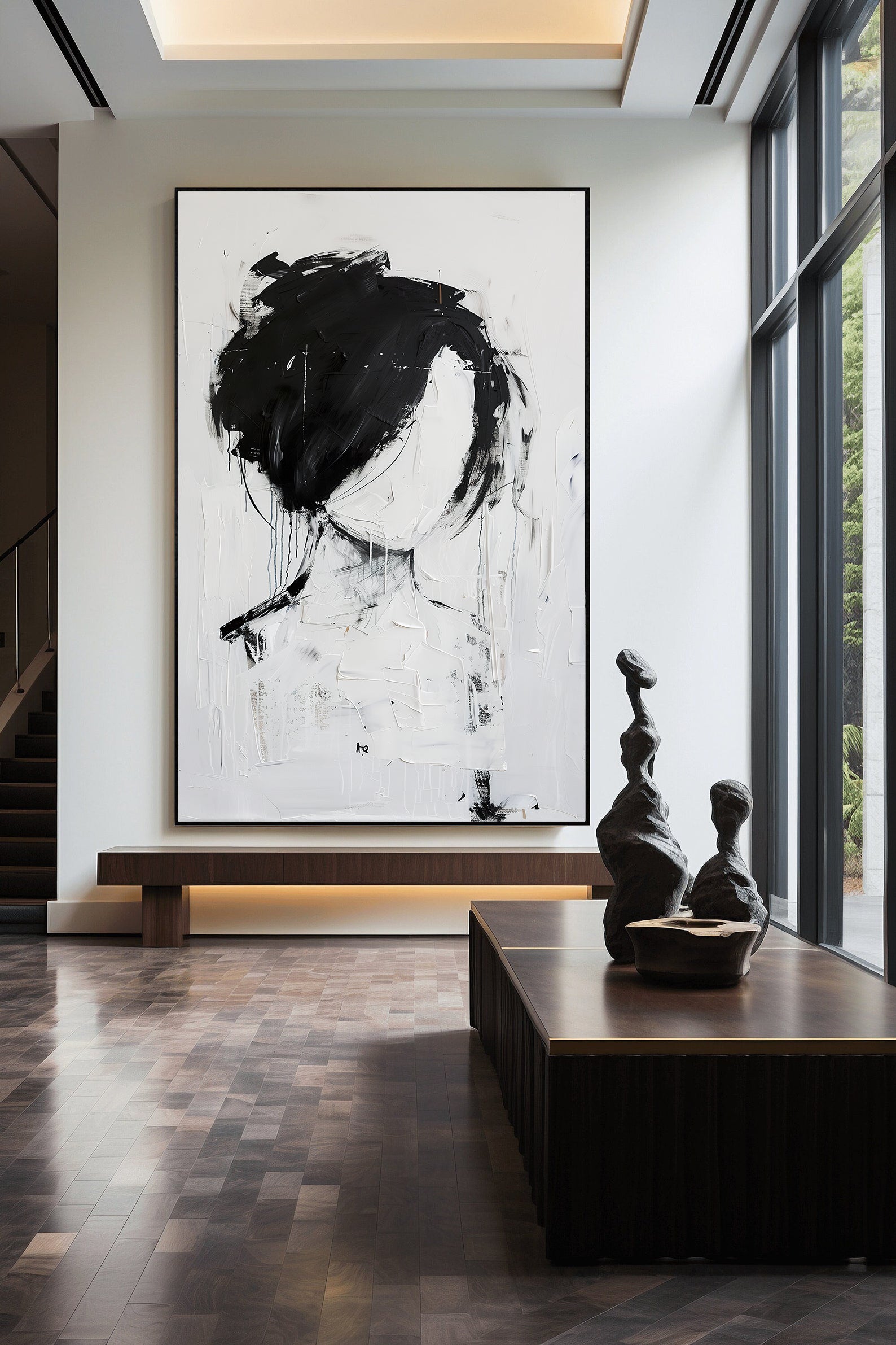 Peinture sur toile - Portrait en noir et blanc