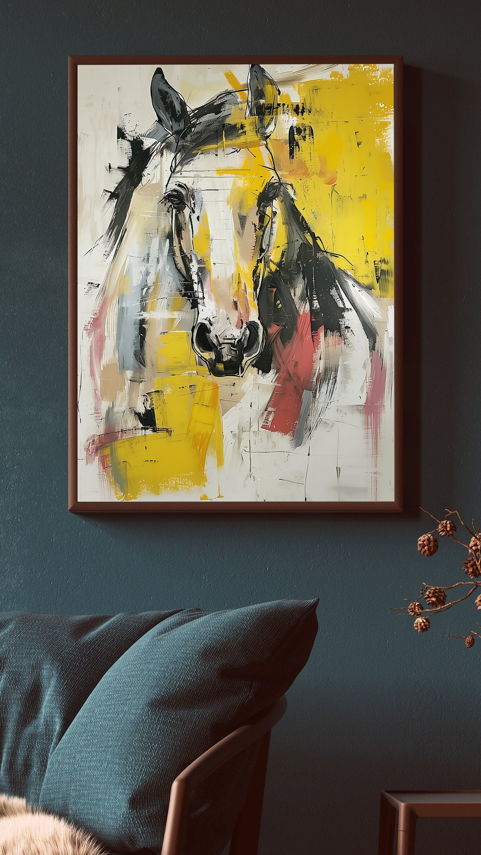 Peinture sur toile - Portrait de cheval abstrait