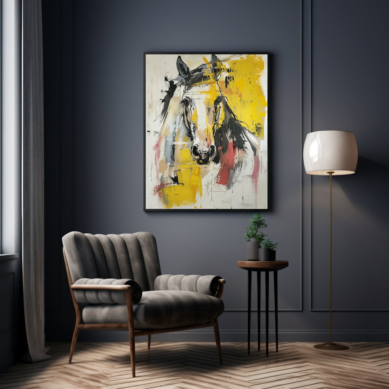 Peinture sur toile - Portrait de cheval abstrait