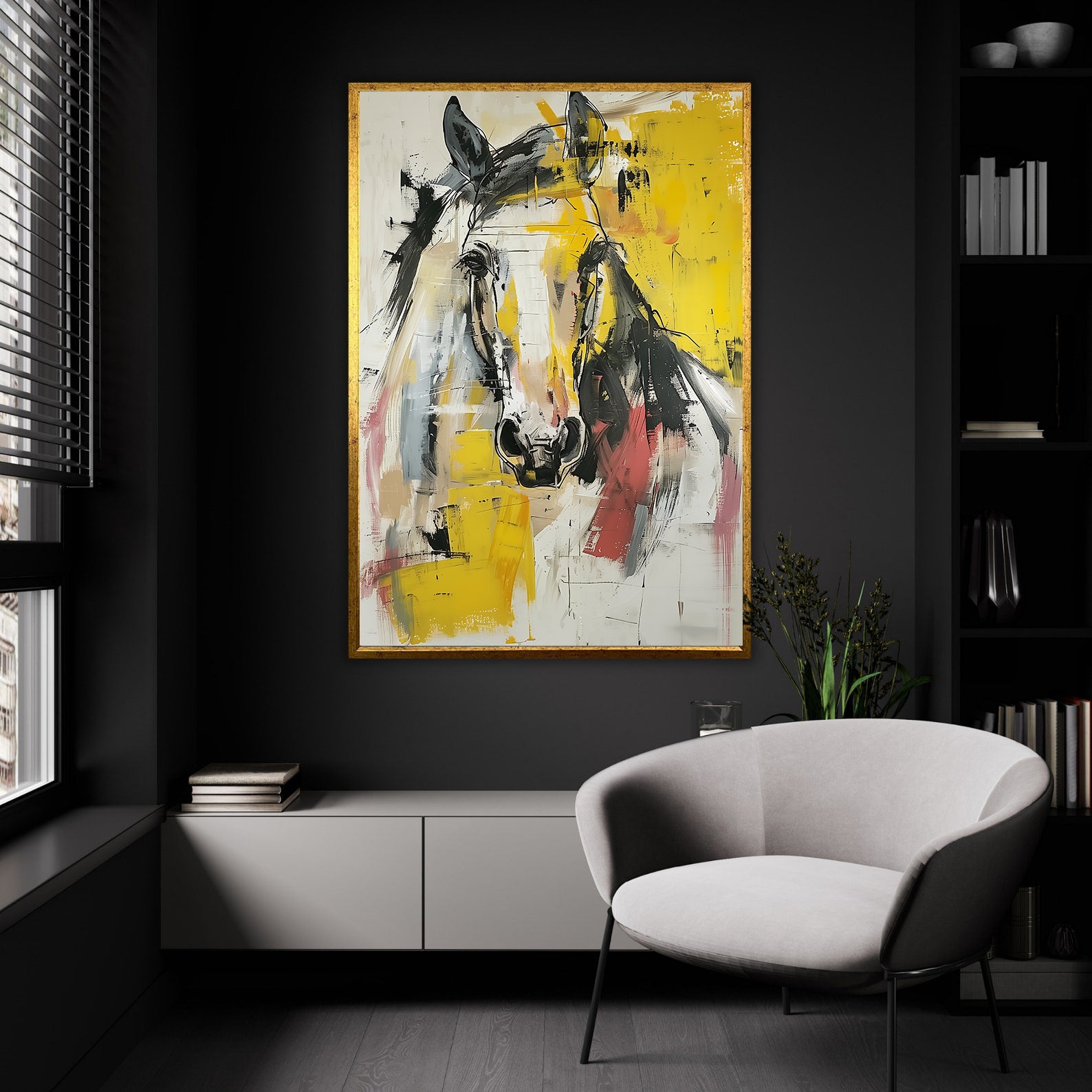 Peinture sur toile - Portrait de cheval abstrait