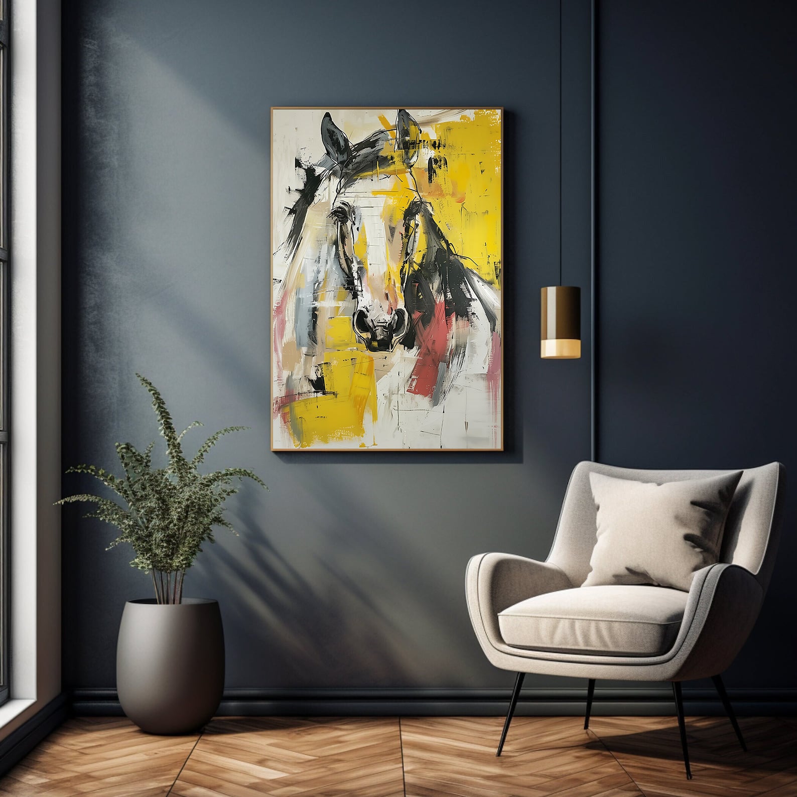 Peinture sur toile - Portrait de cheval abstrait