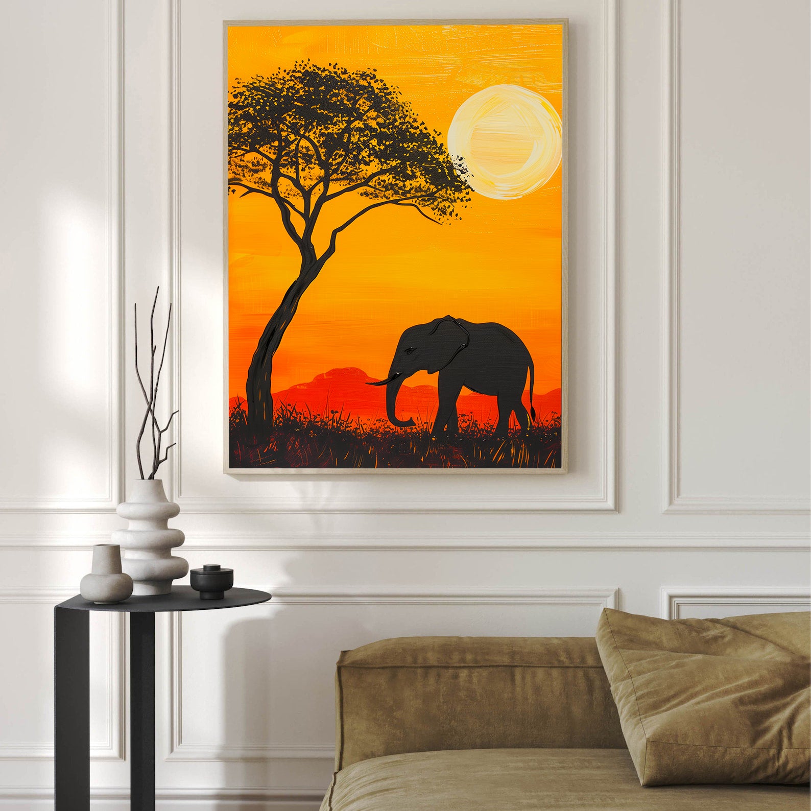 Tablou Canvas - Elefant la Apus