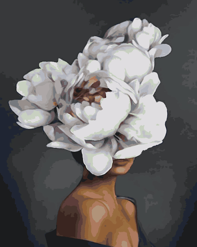 a painting of a woman with a flower in her hair