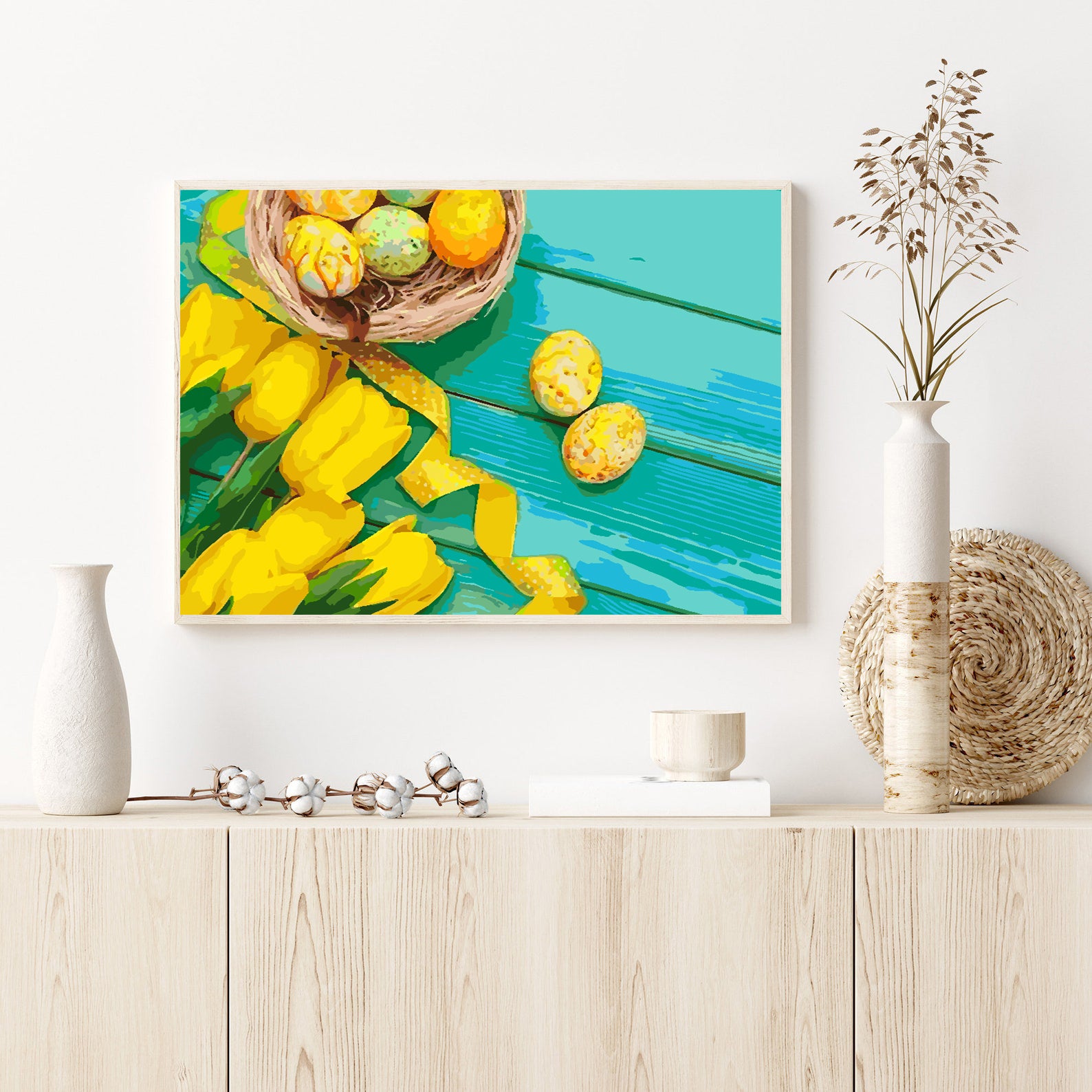 Peinture par numéros - Tulipes jaunes et œufs de Pâques 4238