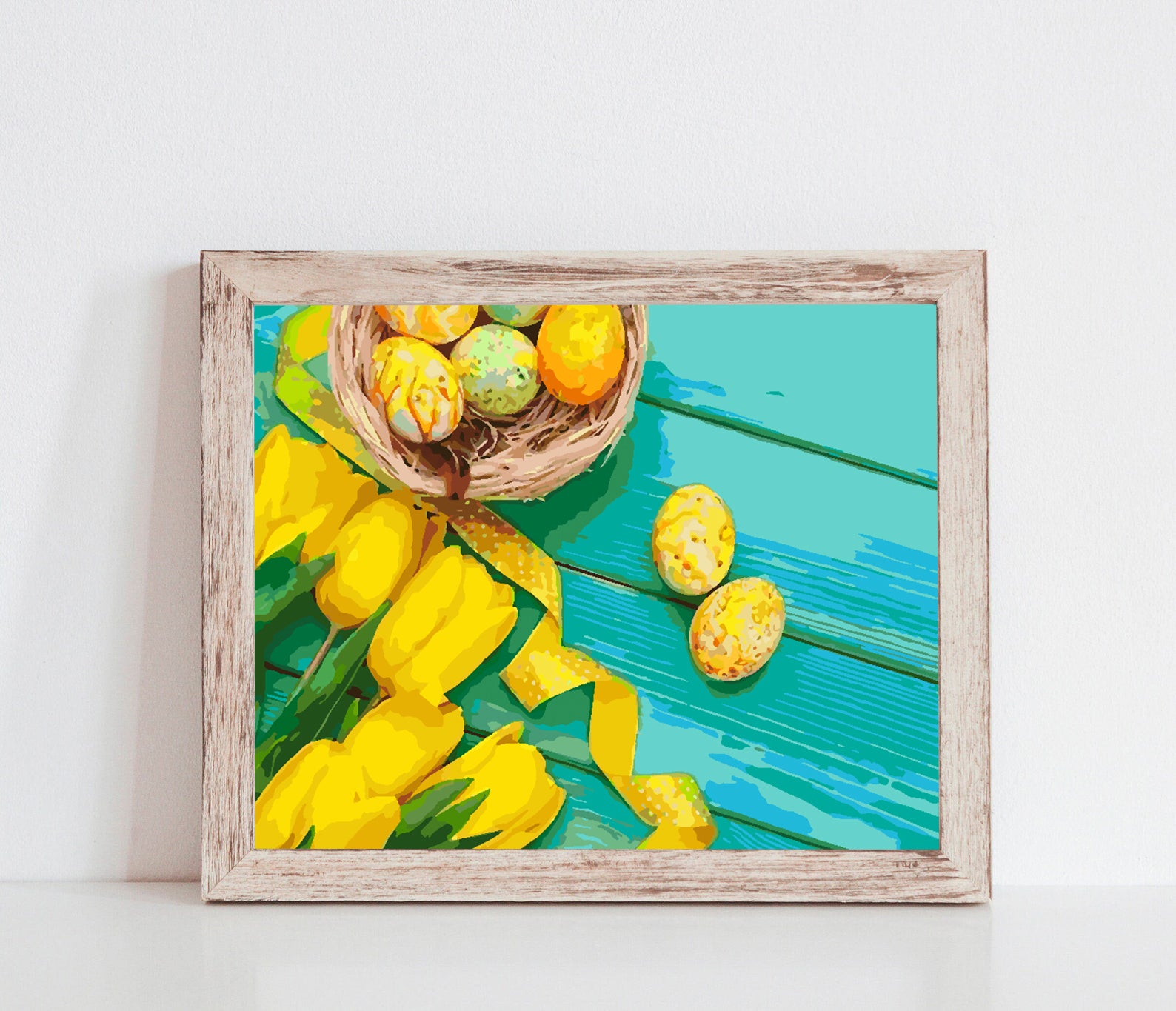 Peinture par numéros - Tulipes jaunes et œufs de Pâques 4238