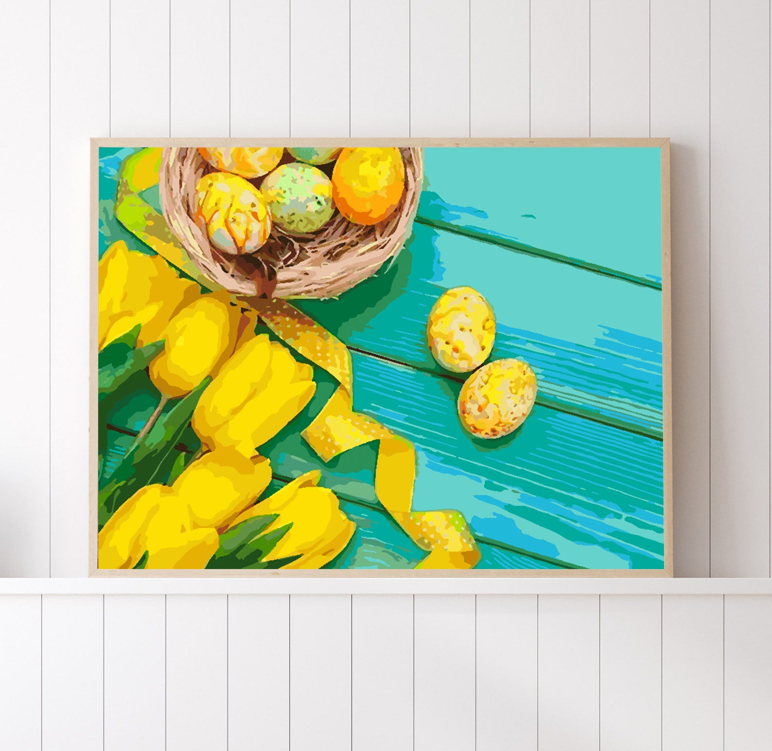 Peinture par numéros - Tulipes jaunes et œufs de Pâques 4238
