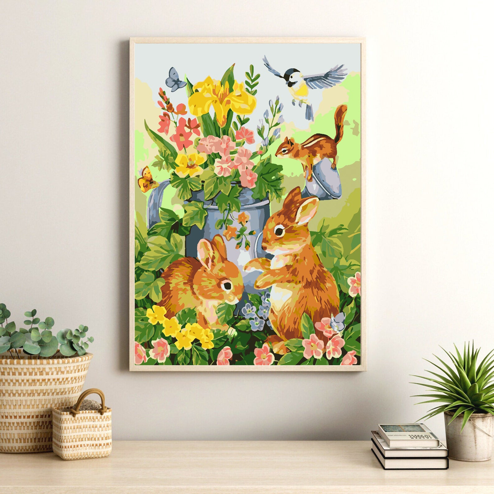 Peinture par numéros - Lapins avec fleurs 4266