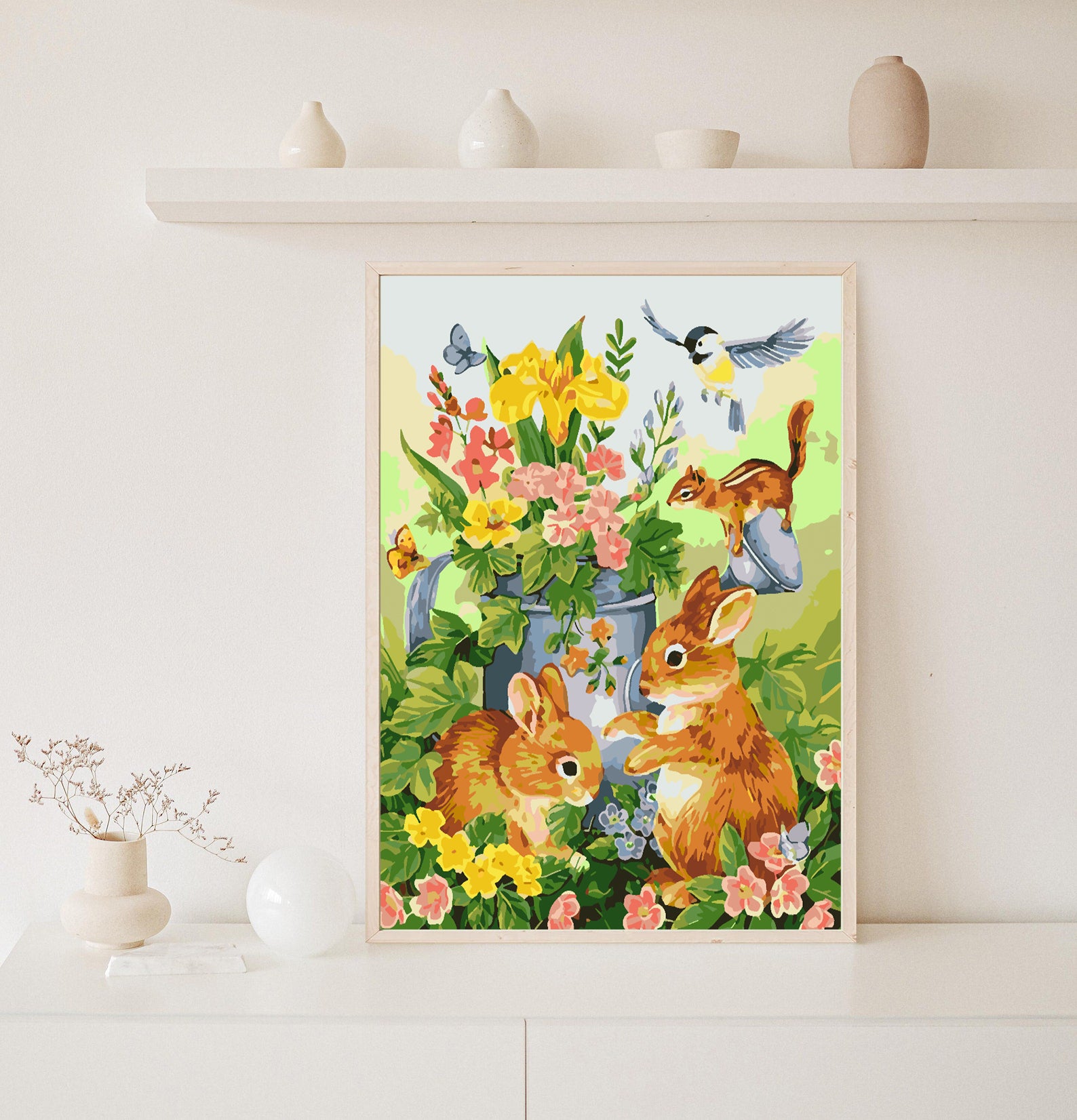 Peinture par numéros - Lapins avec fleurs 4266