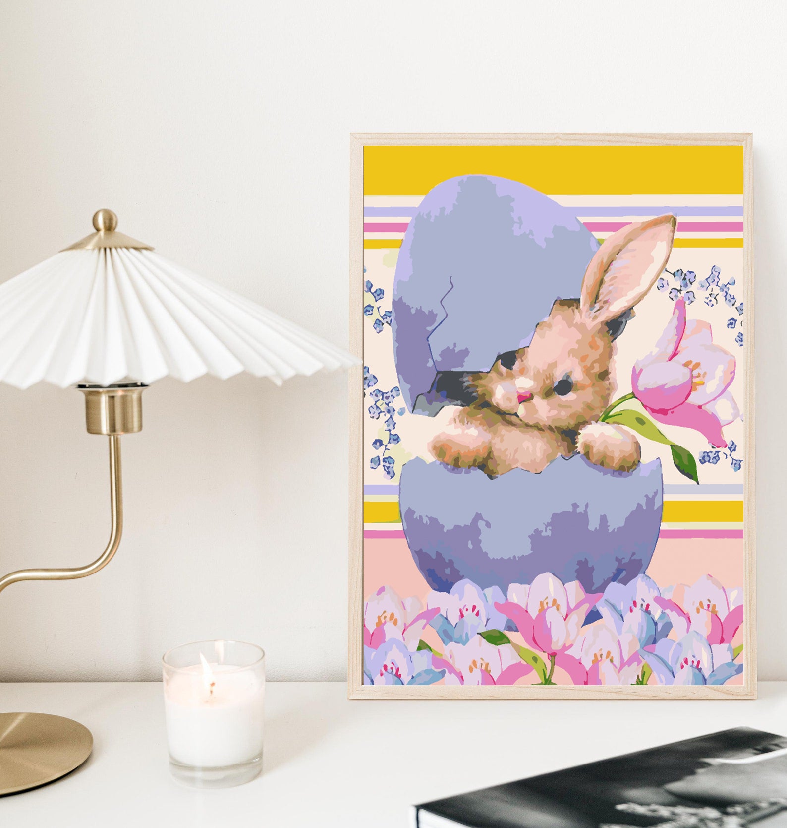 Peinture par numéros - Lapin avec fleurs 4284