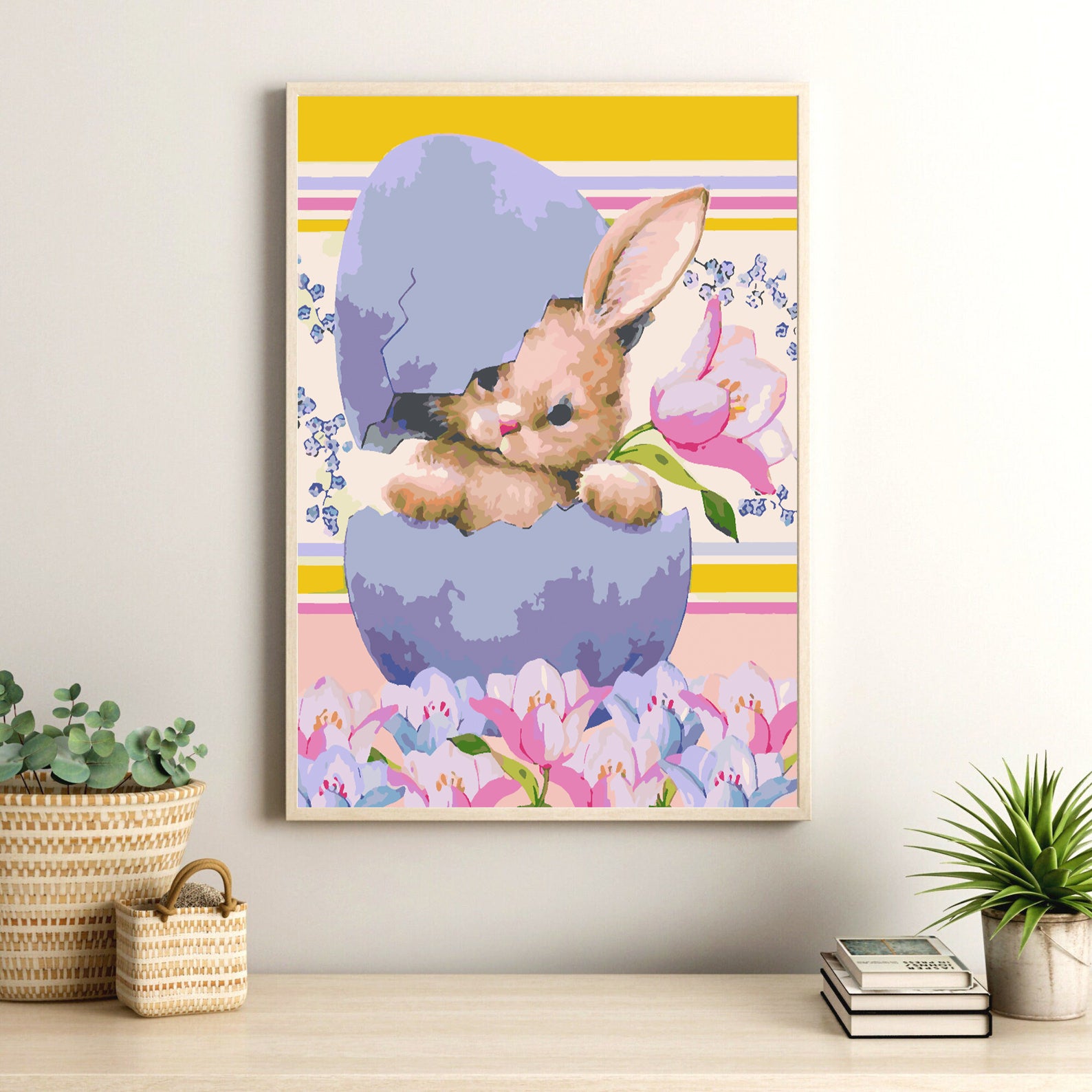 Peinture par numéros - Lapin avec fleurs 4284