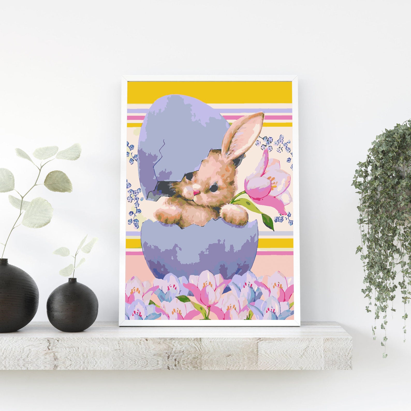 Peinture par numéros - Lapin avec fleurs 4284