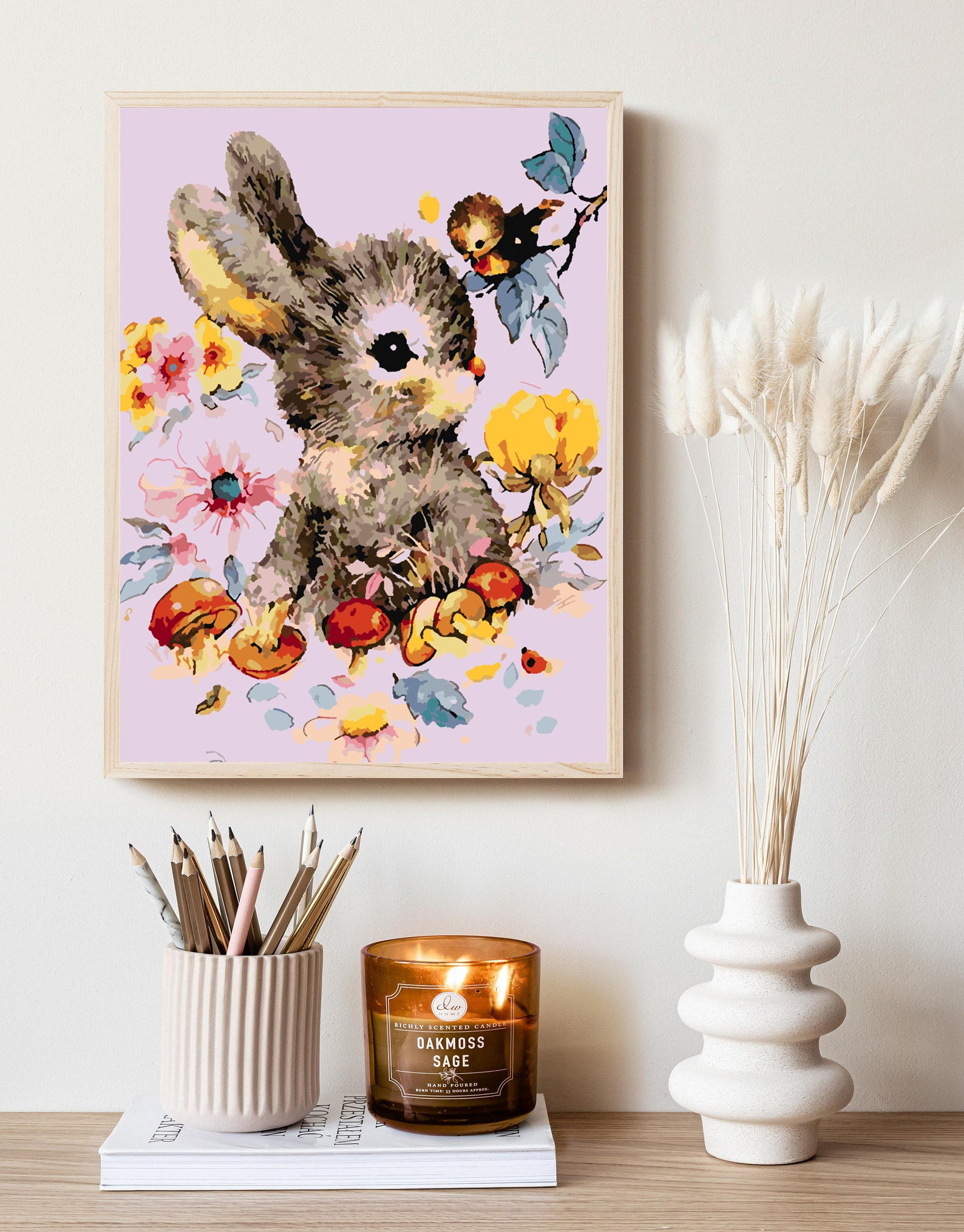 Peinture par numéros - Lapin avec fleurs 4285