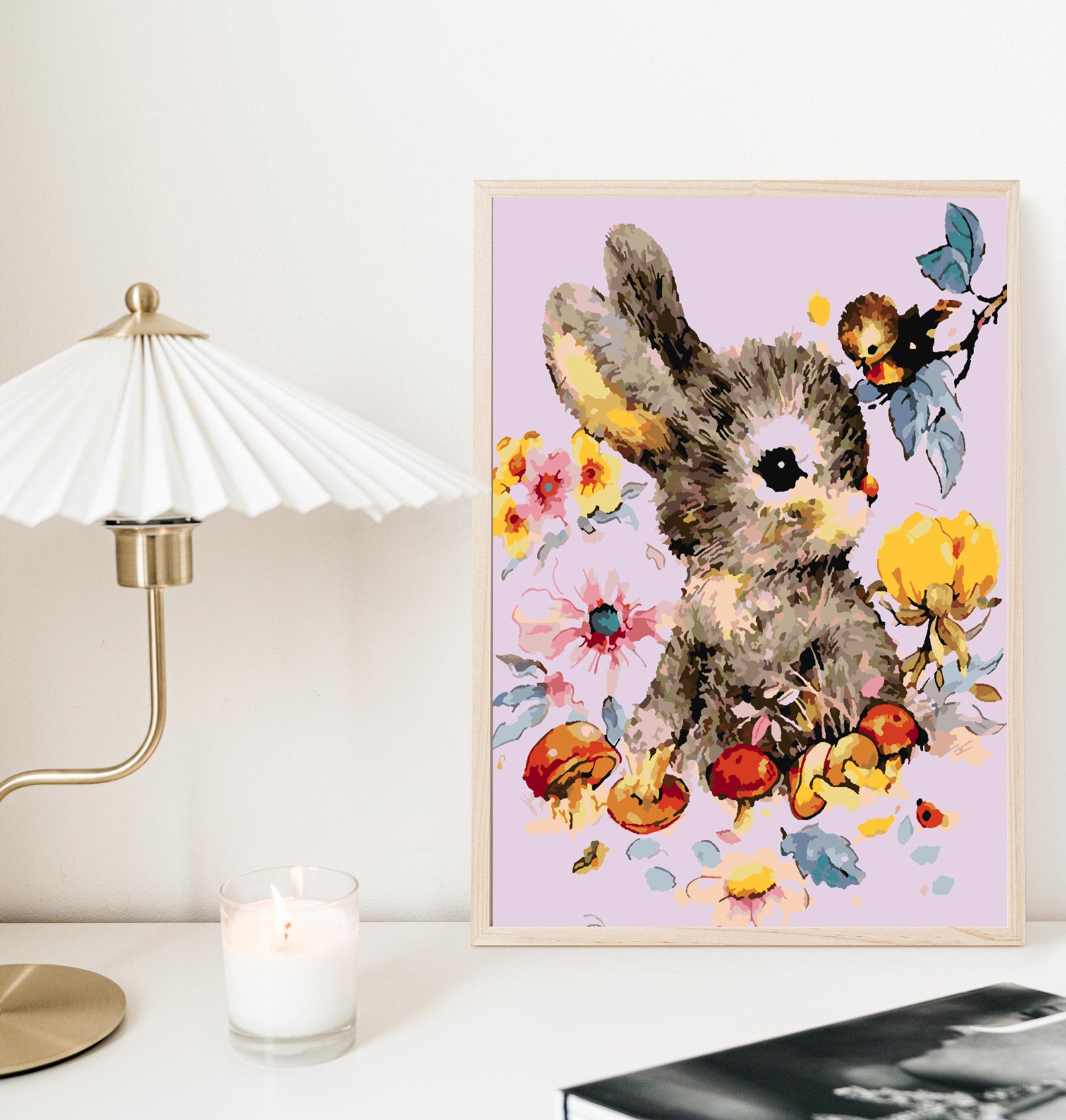 Peinture par numéros - Lapin avec fleurs 4285