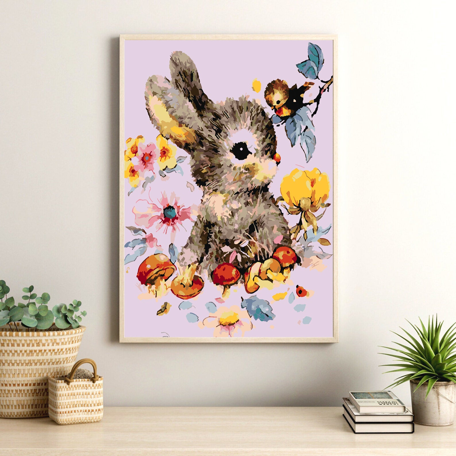 Peinture par numéros - Lapin avec fleurs 4285