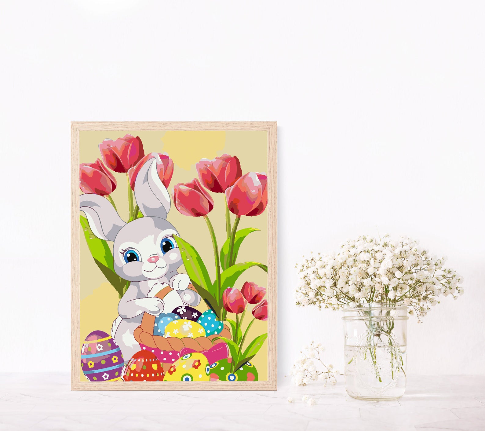 Peinture par numéros - Lapin avec fleurs 4287