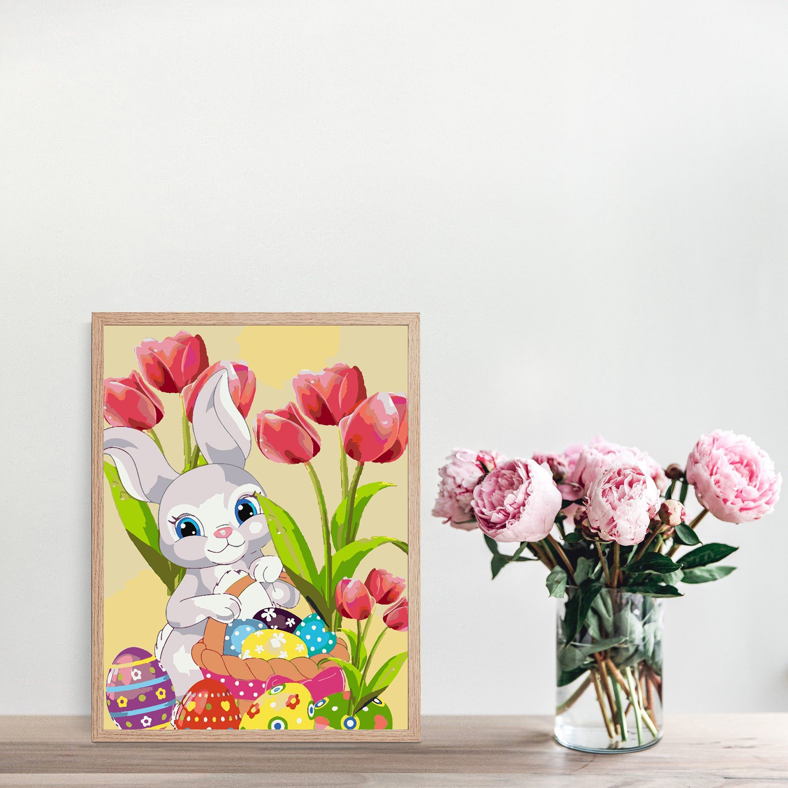 Peinture par numéros - Lapin avec fleurs 4287