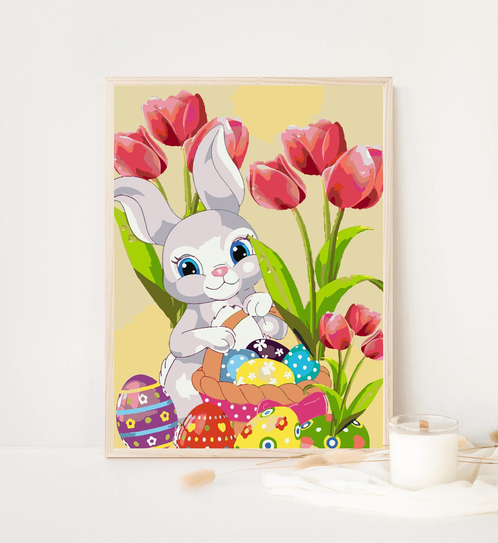 Peinture par numéros - Lapin avec fleurs 4287