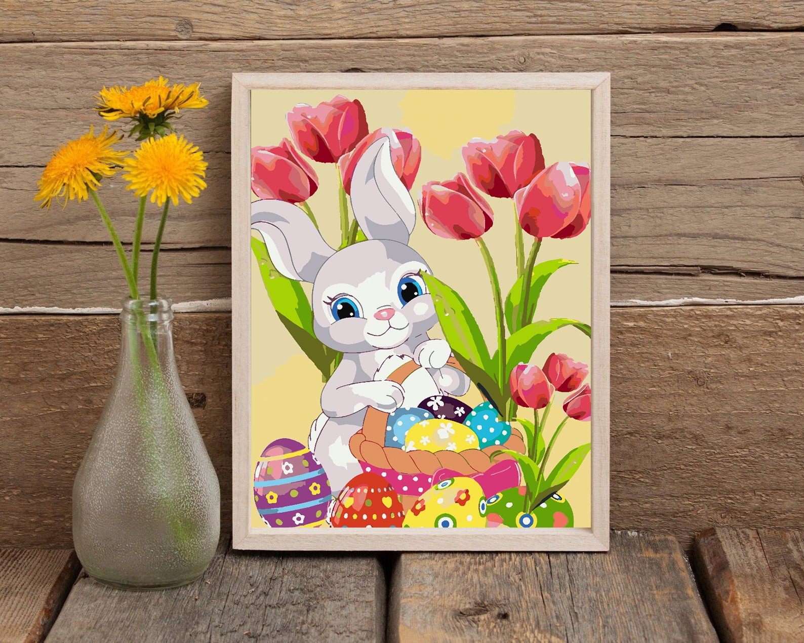 Peinture par numéros - Lapin avec fleurs 4287