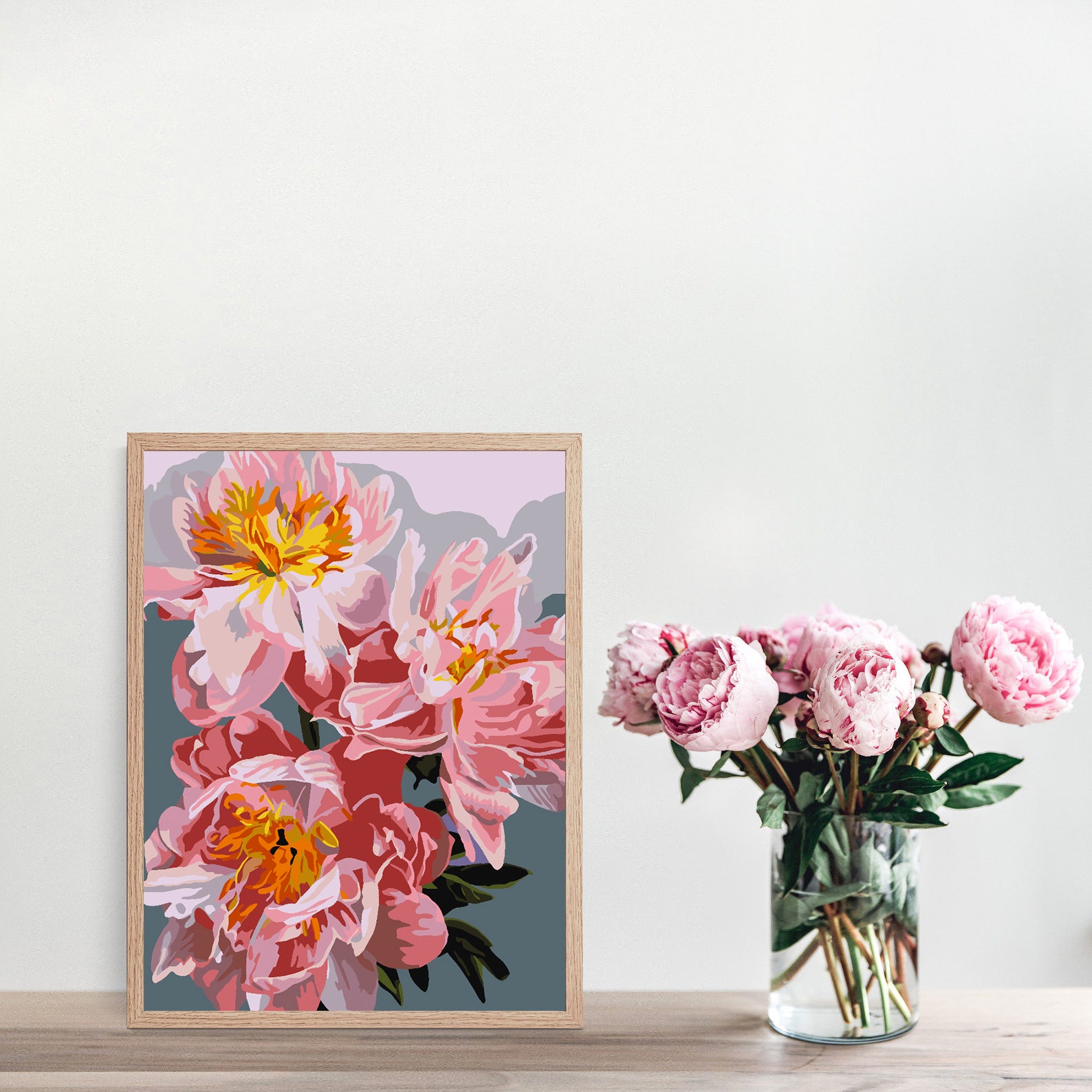 Pictura pe numere - Flori Roz 4483