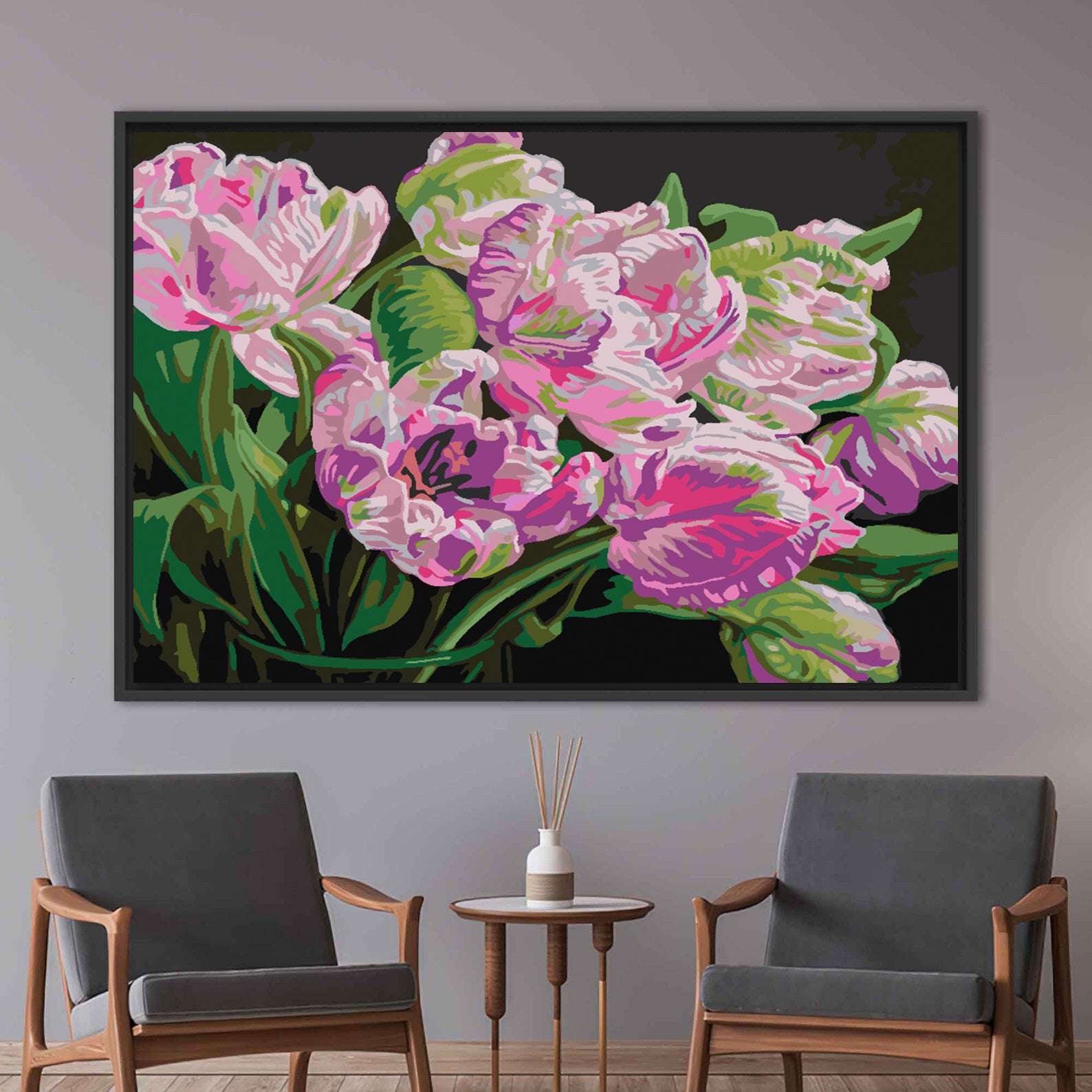 Pictura pe numere - Flori Roz 4513