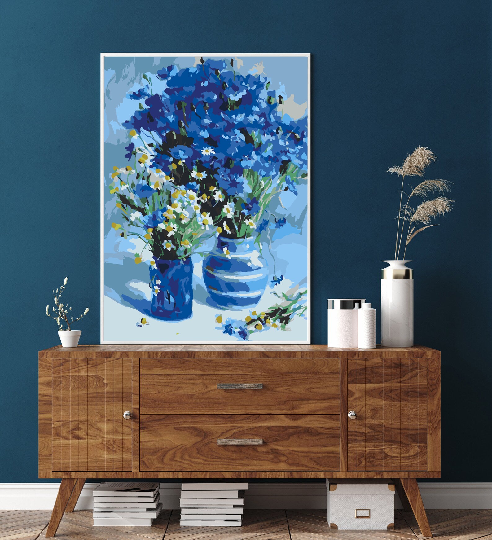 Peinture par numéros - Fleurs bleues dans un vase 4549