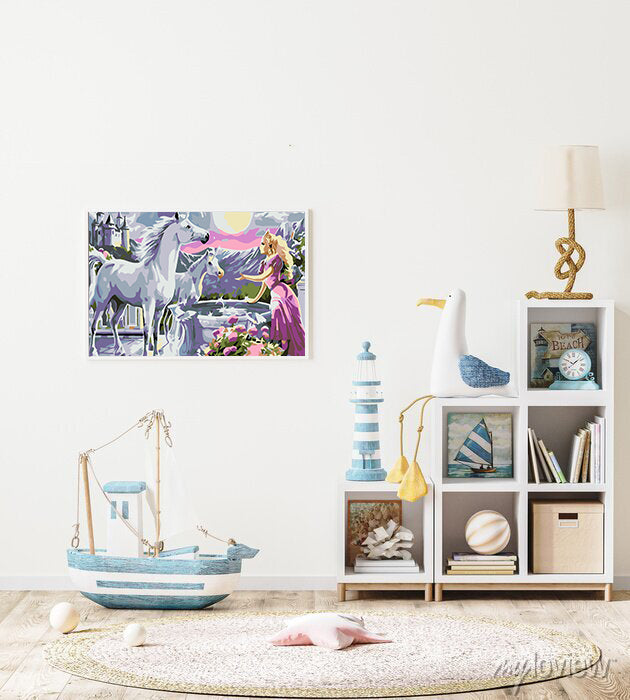 Pictura pe numere - Prințesă cu Unicorni 4558