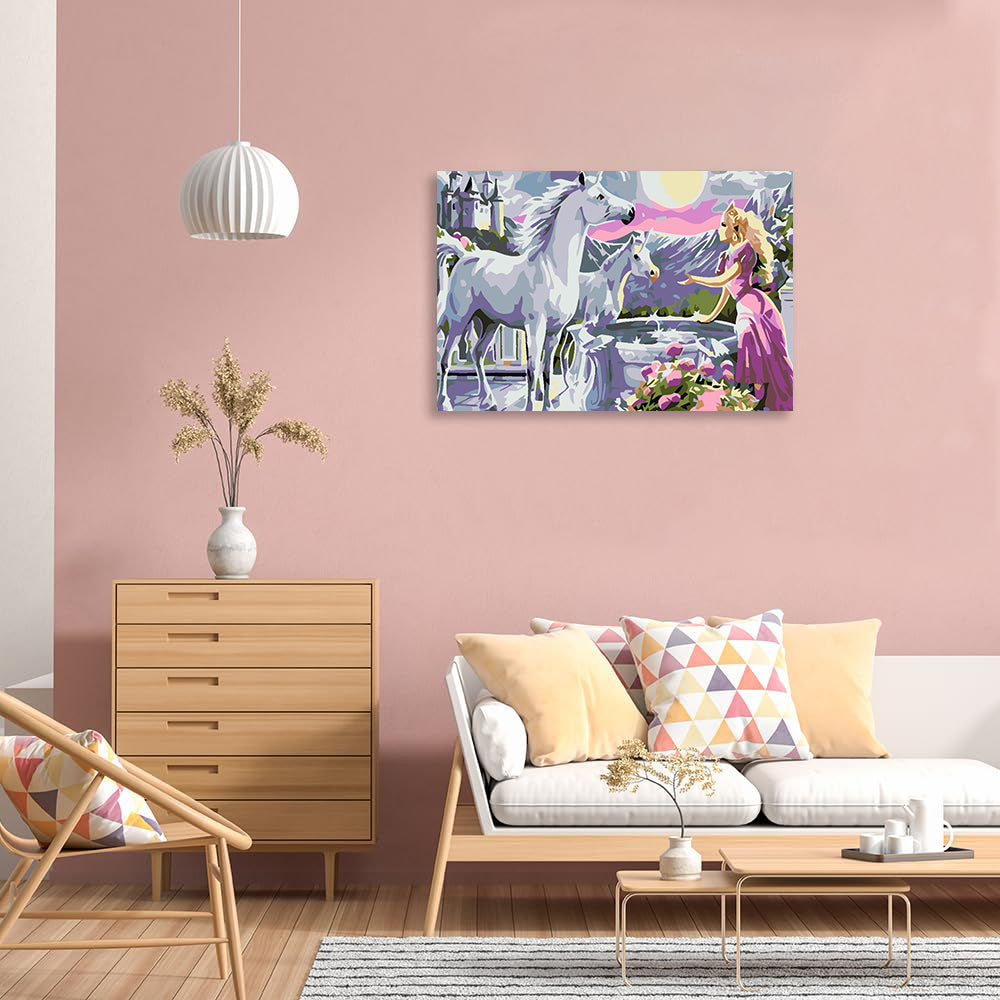 Pictura pe numere - Prințesă cu Unicorni 4558