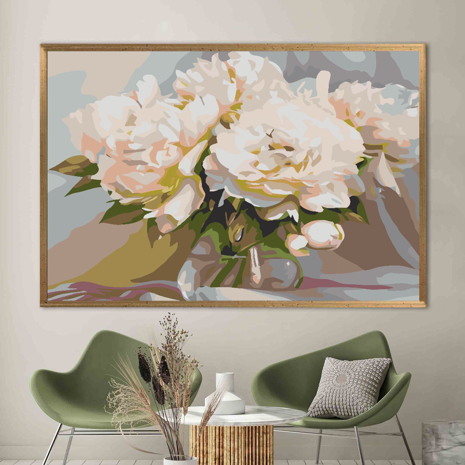 Peinture par numéros - Fleurs blanches dans un vase 4573