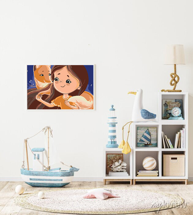 Peinture par numéros - Petite fille avec renard 4642