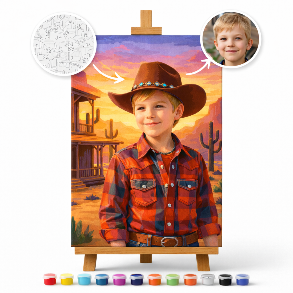 Pictură Personalizată pe Numere – Micul Cowboy