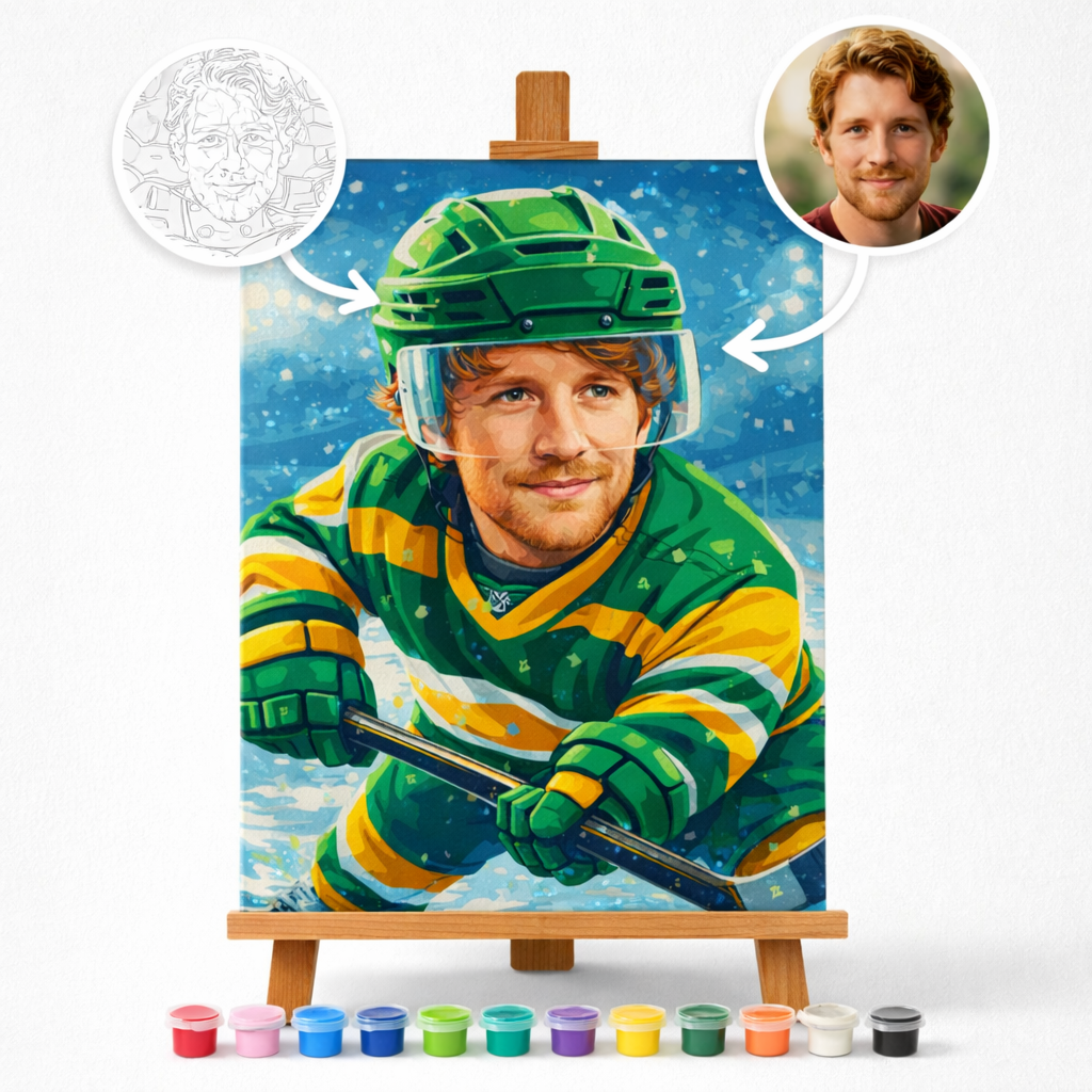 Pictură Personalizată pe Numere – Jucătorul de Hochei