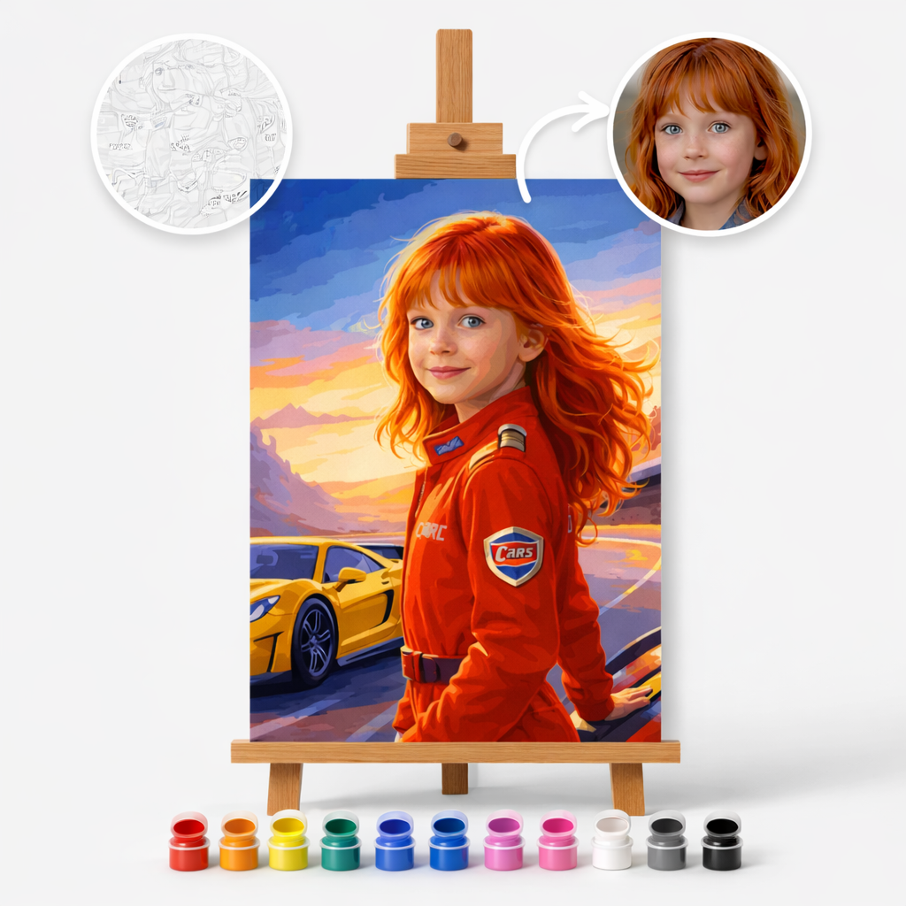 Pictură Personalizată pe Numere – Tânăra Șoferiță