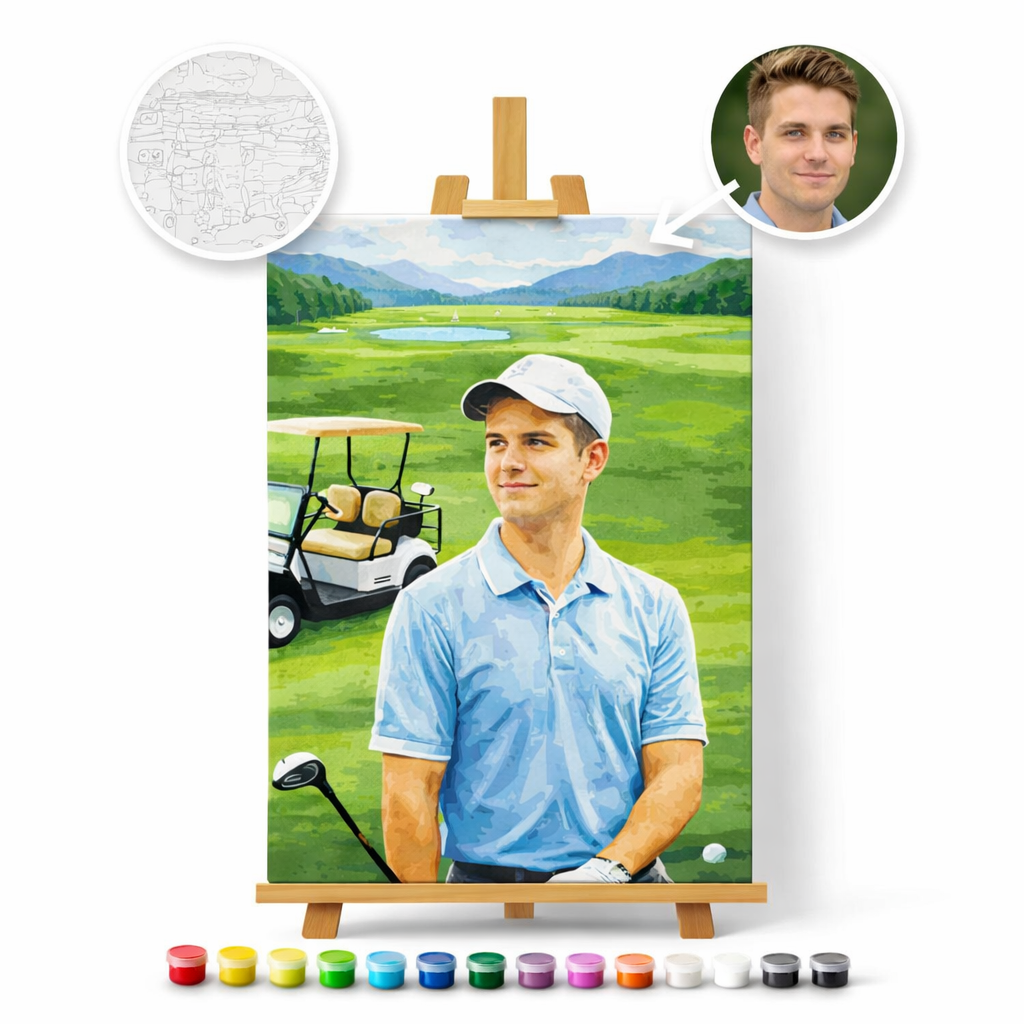 Pictură Personalizată pe Numere – Jucătorul de Golf