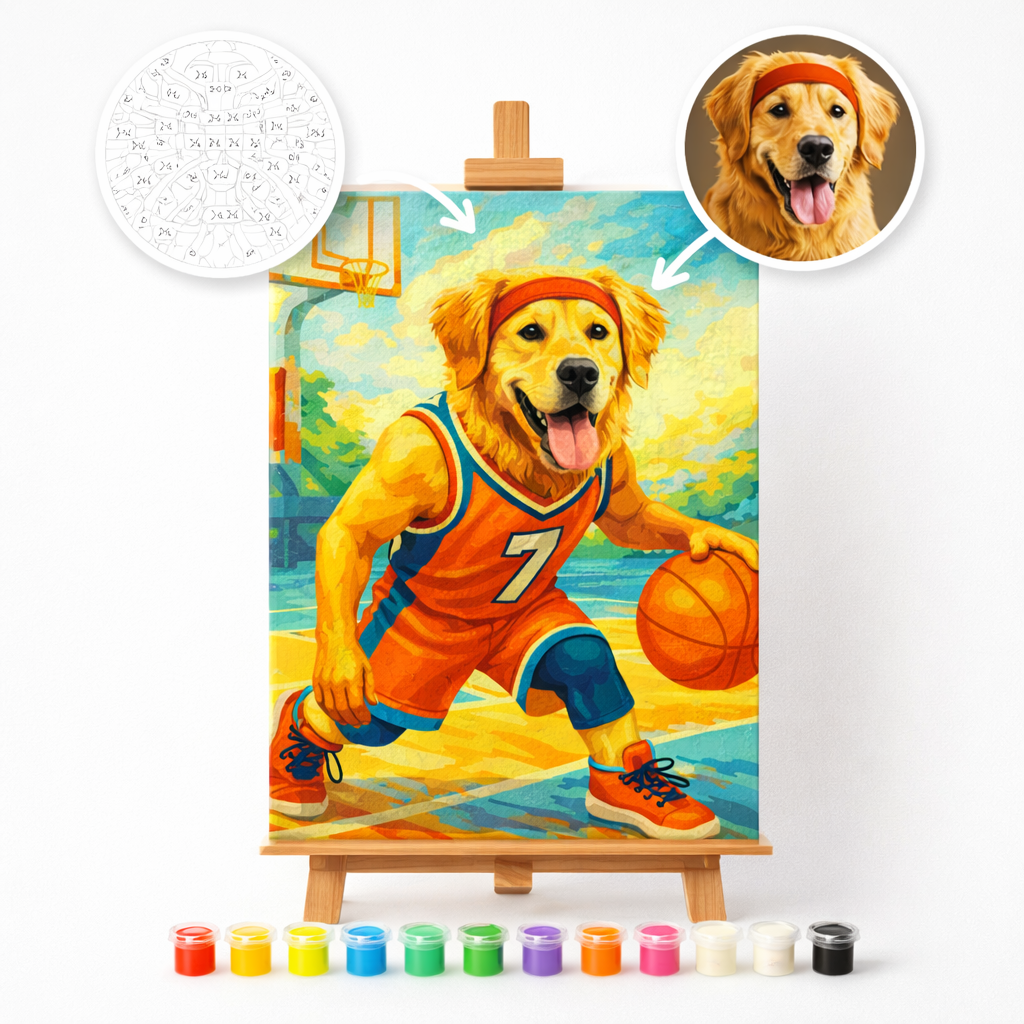 Pictură Personalizată pe Numere – Jucătorul de Baschet