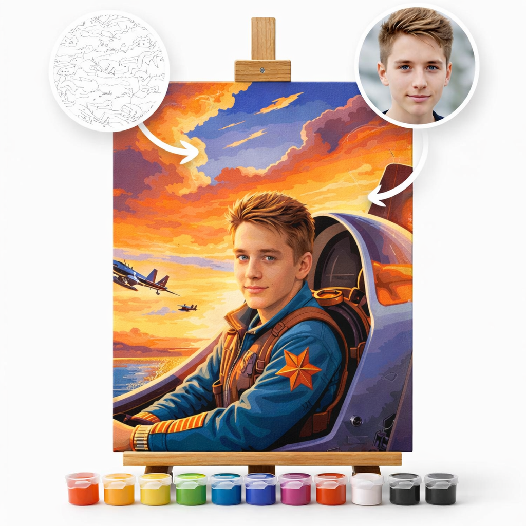Pictură Personalizată pe Numere – Fighter Pilot