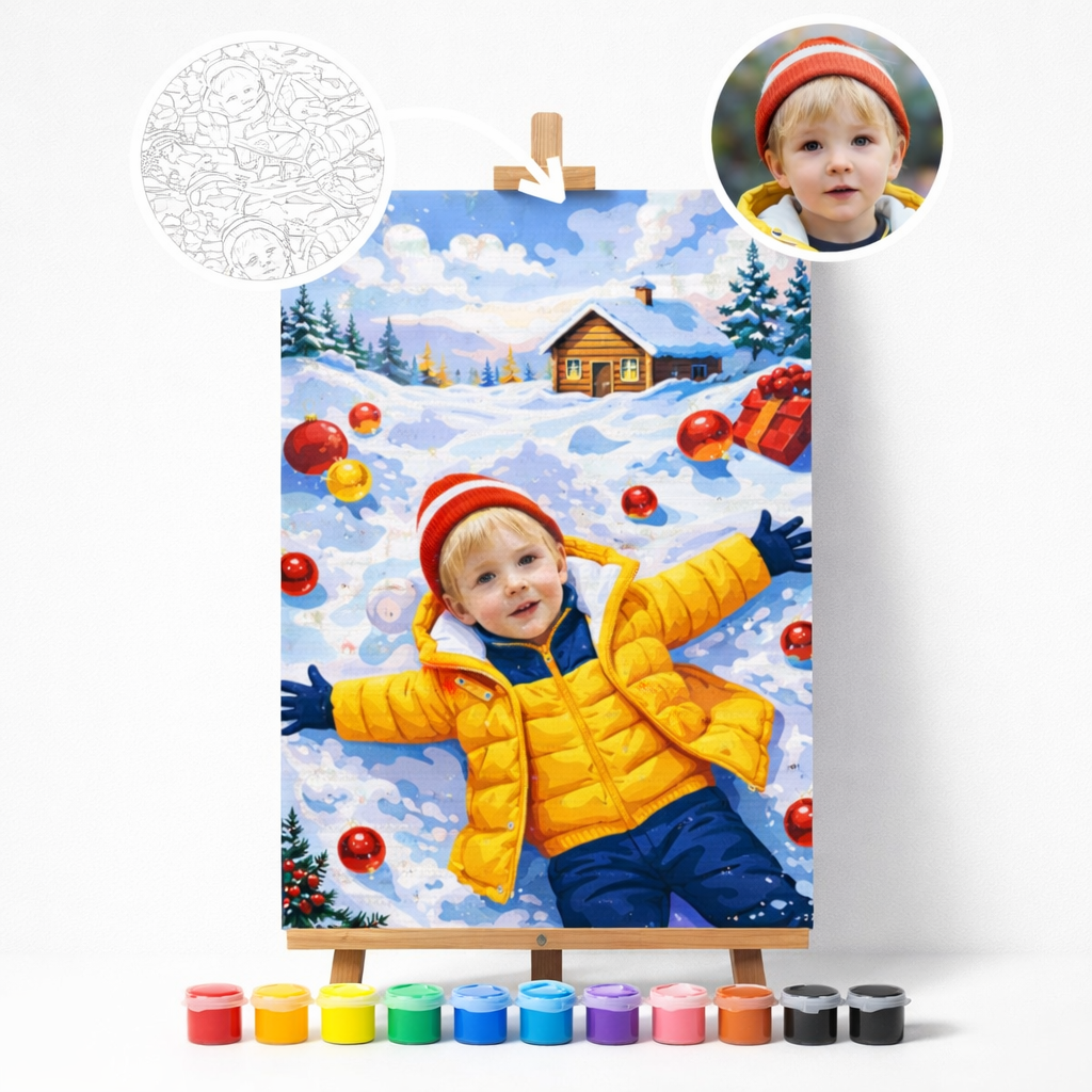 Pictură Personalizată pe Numere – Înger de Zăpadă