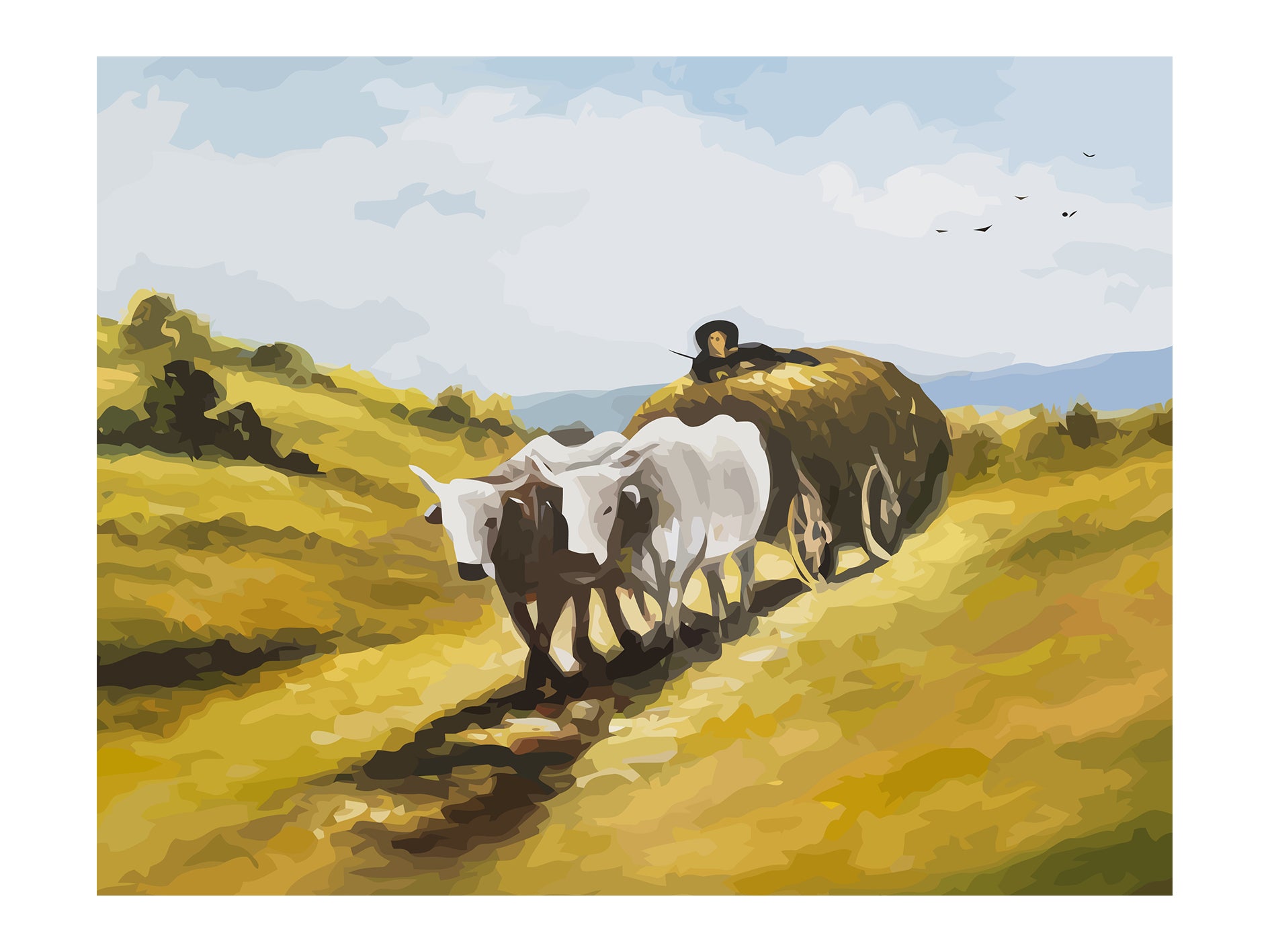 Set Pictură pe numere - Carul cu Boi