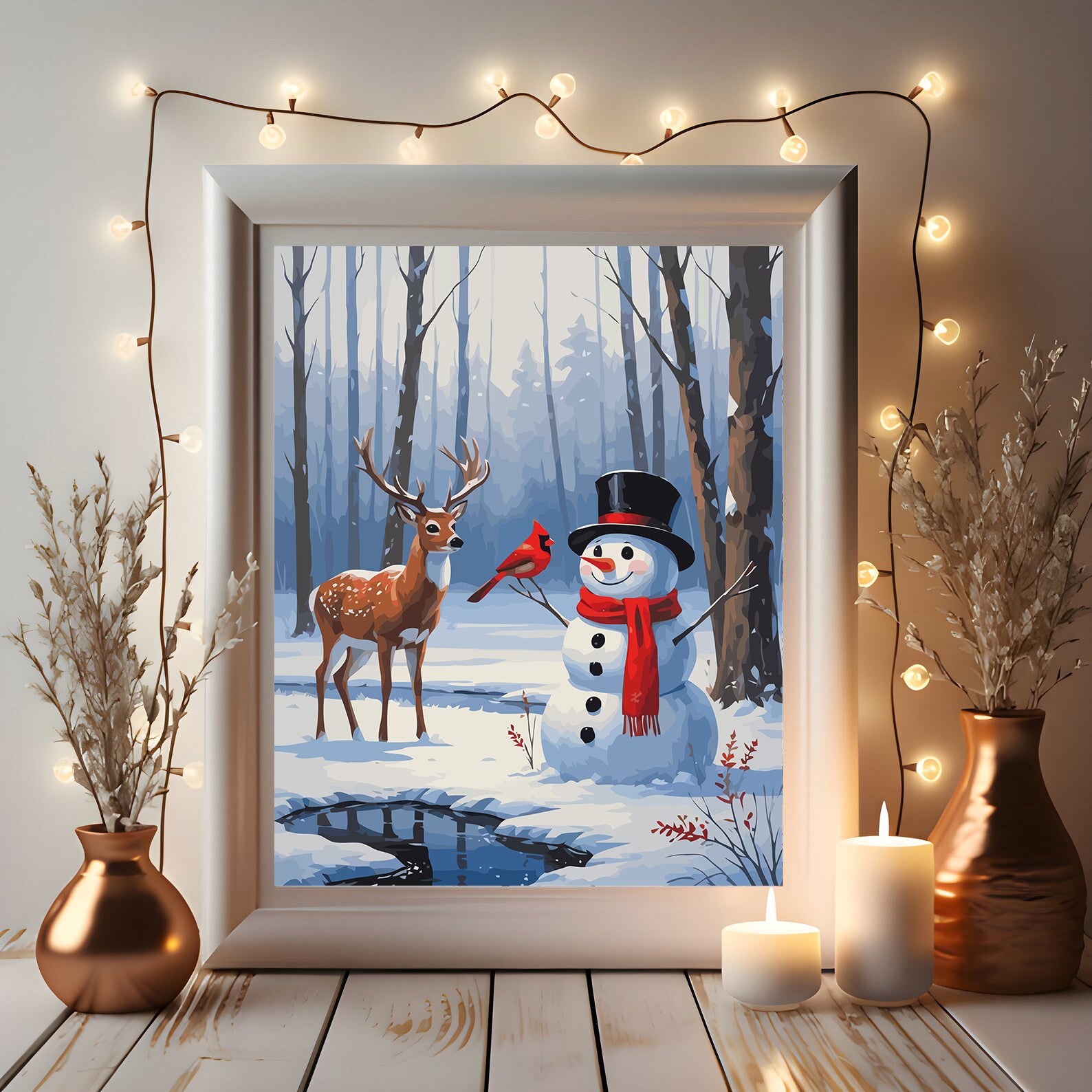 Set Pictură pe numere – Căprioară Și Om De Zăpadă 6152