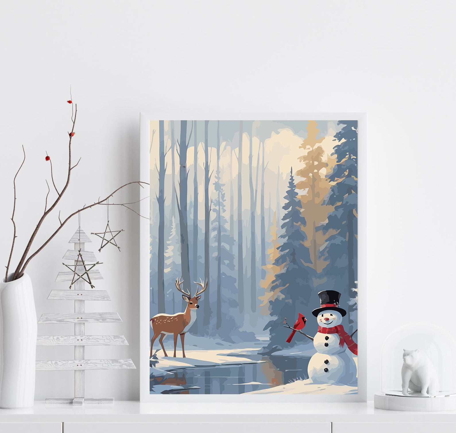 Set Pictură pe numere – Căprioară Și Om De Zăpadă 6154