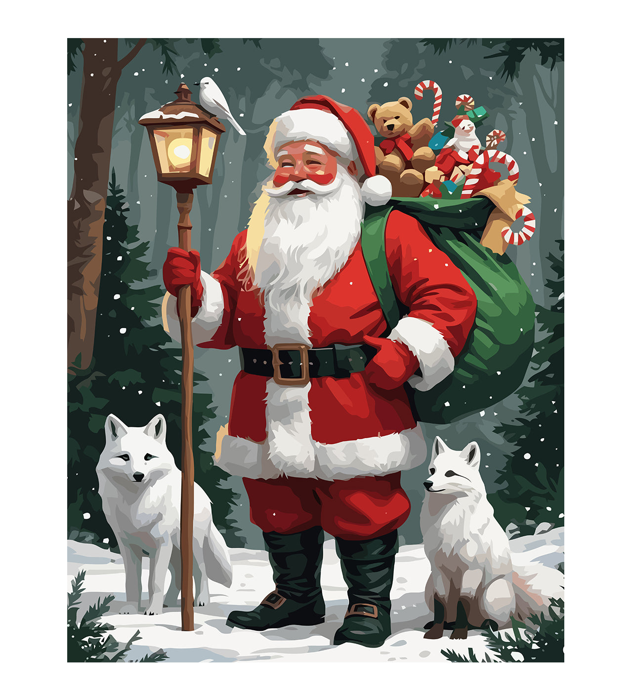 Set Pictură pe numere – Moș Crăciun Și Vulpițe 6187