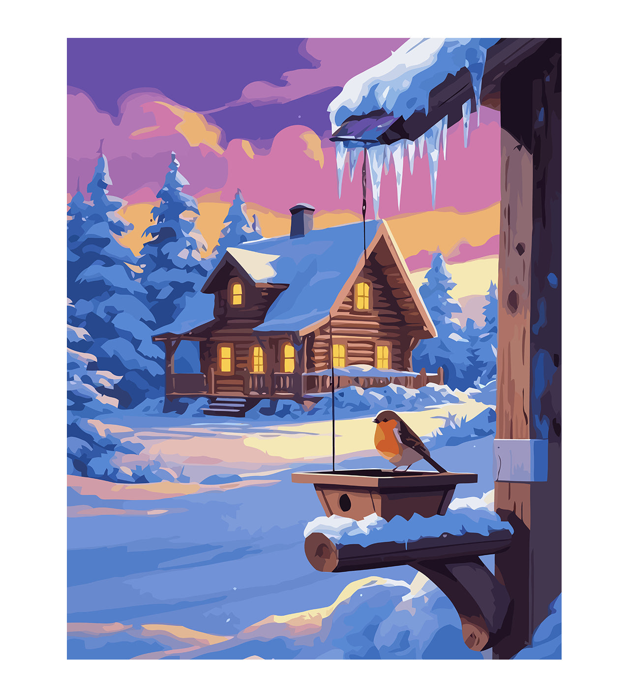 Set Pictură pe numere – Căsuță Înghețată Iarna 6235