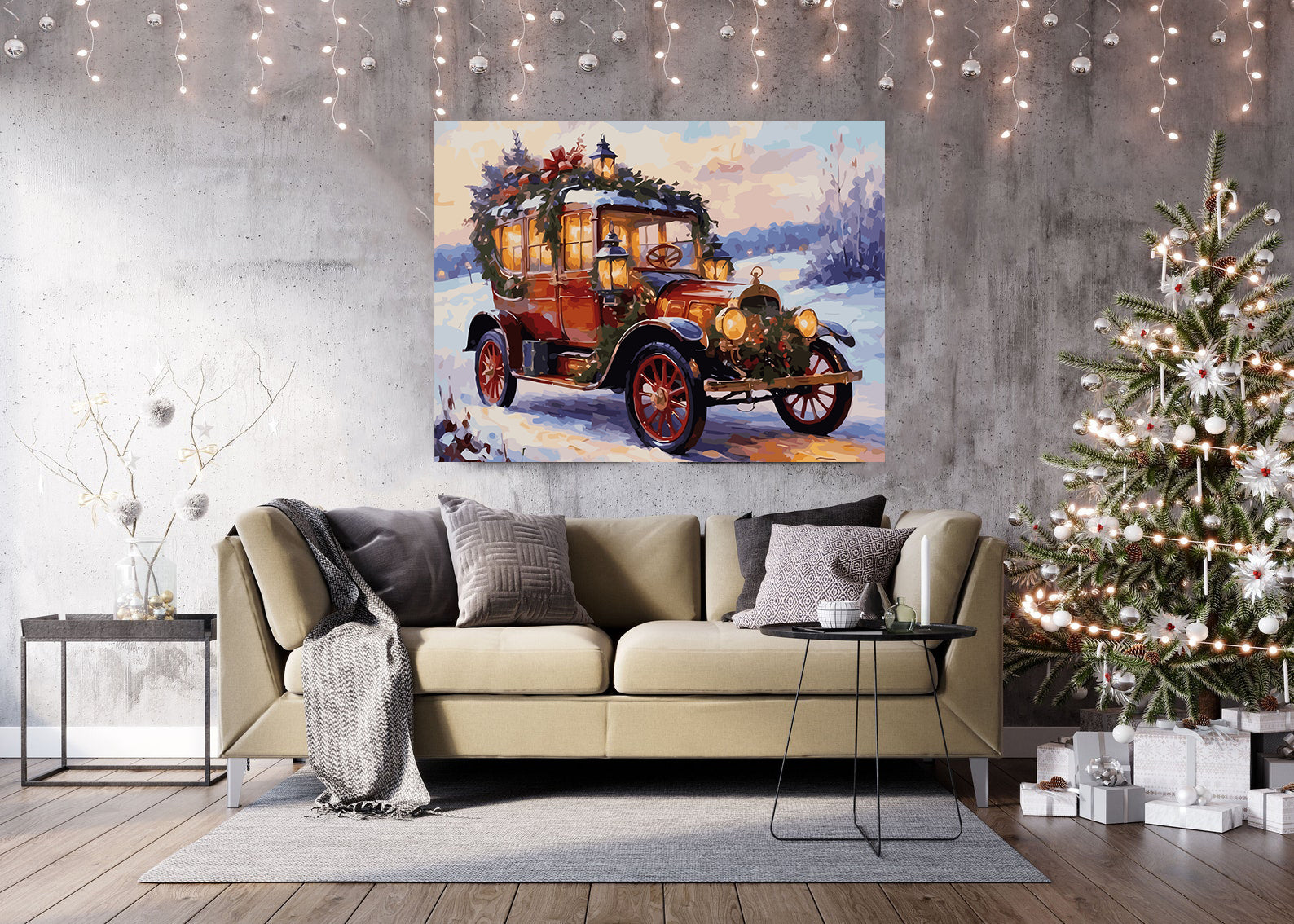 Set Pictură pe numere – Mașină Retro Iarna 6236