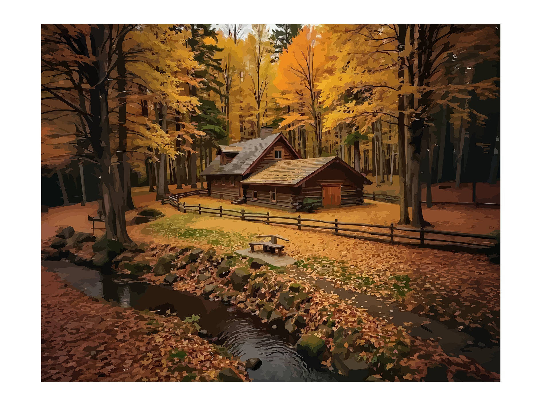 Set Pictură pe numere - Peisaj de Toamnă 6238