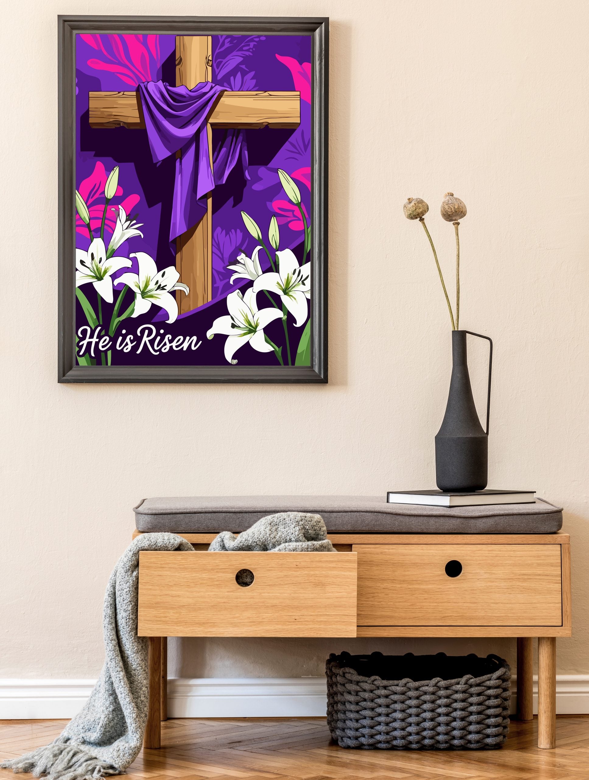 Set Pictură pe numere – Cruce Creștină Cu Crini 6305