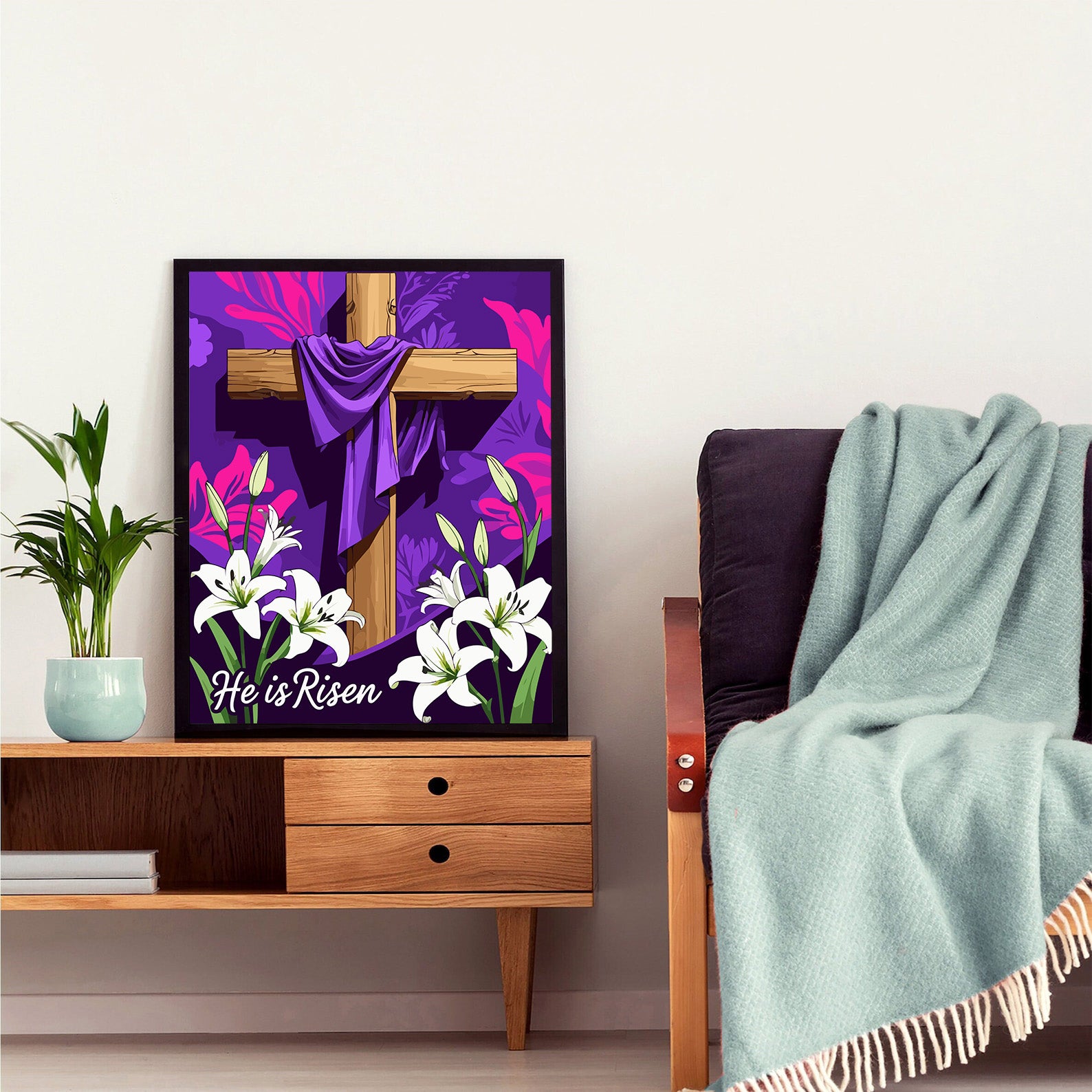 Set Pictură pe numere – Cruce Creștină Cu Crini 6305