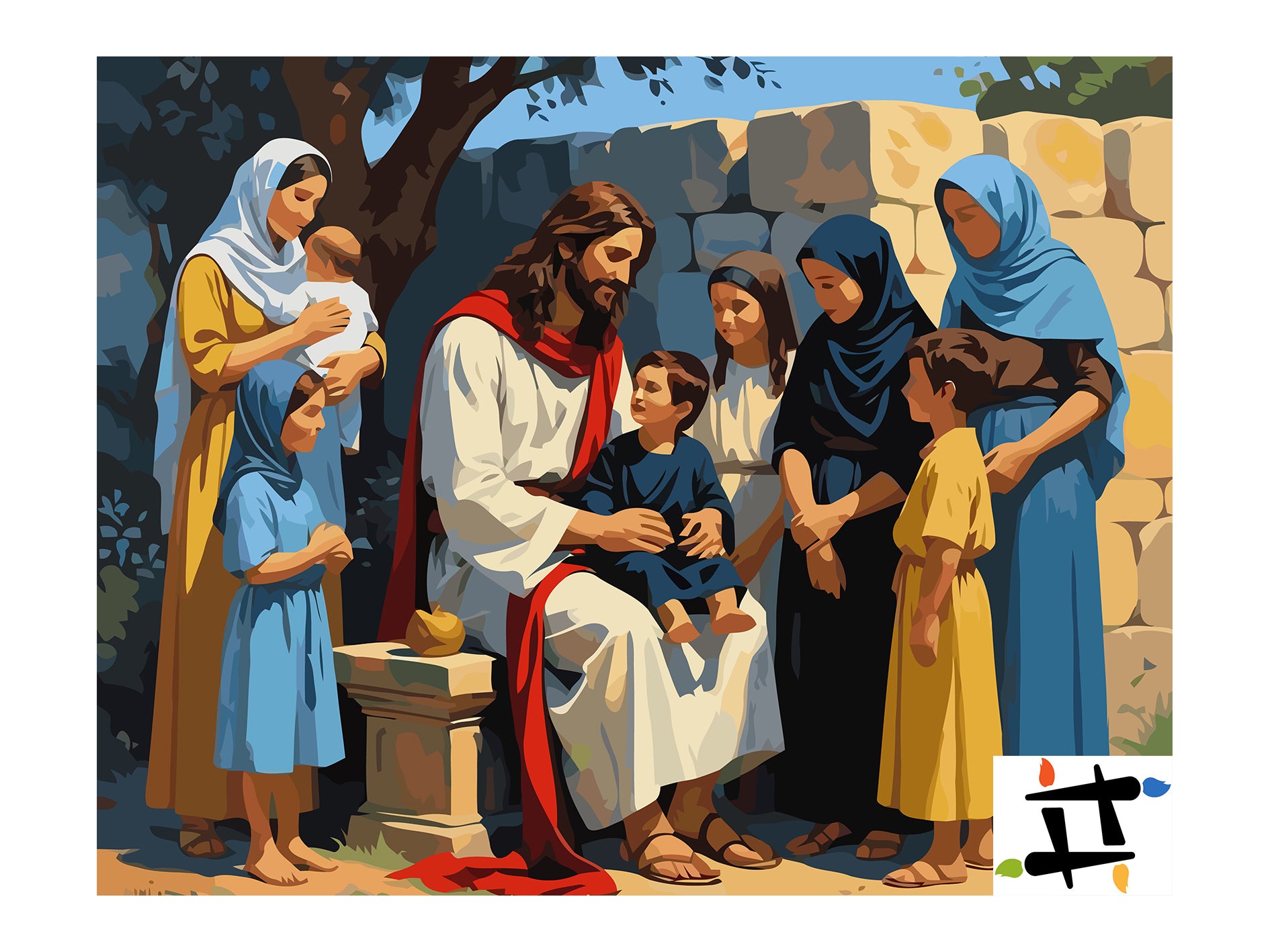 Set Pictură pe numere – Iisus Binecuvântând Copiii 6345